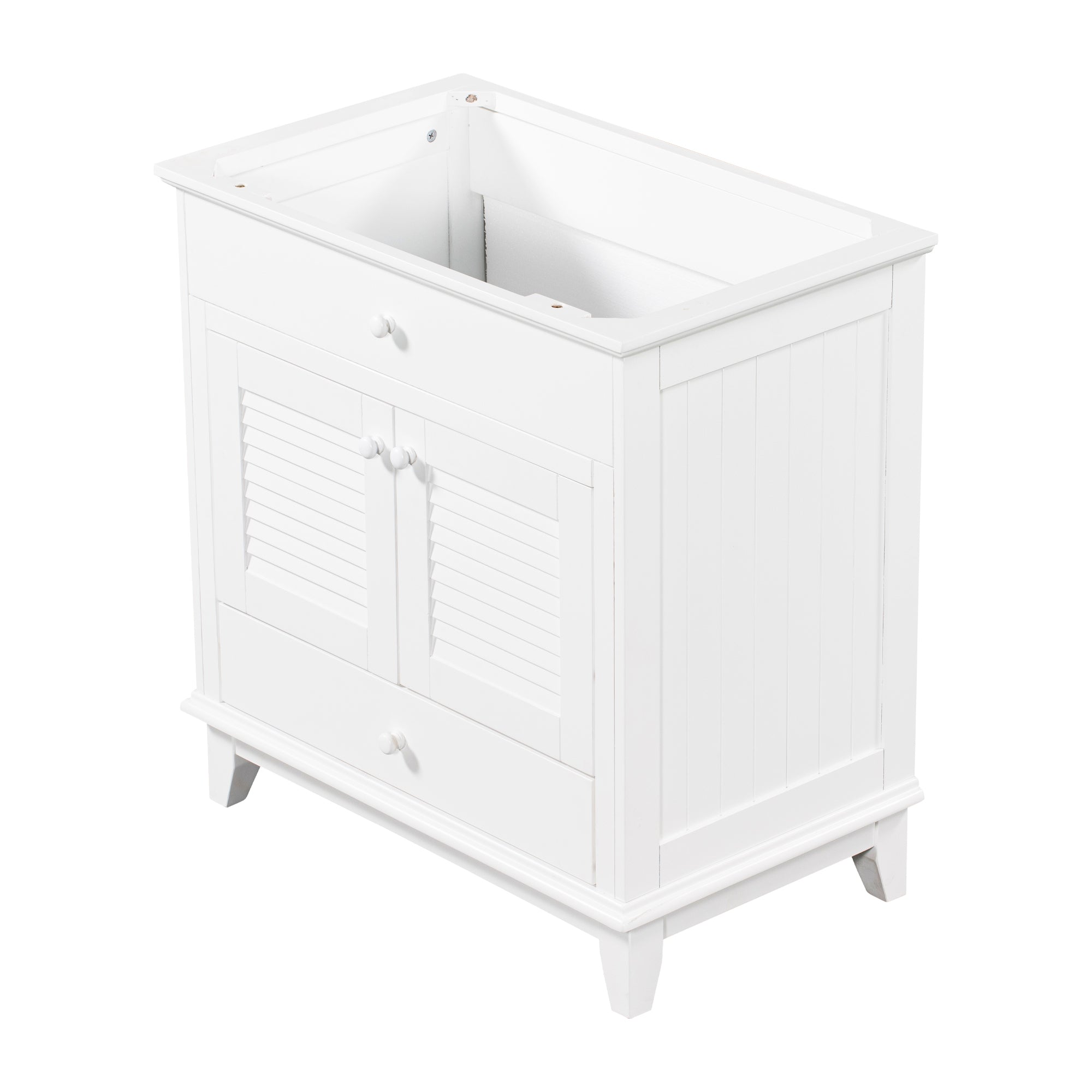 30" Bathroom Vanity Base without Sink, Bathroom Cabinet with Two Doors and One Drawer, White