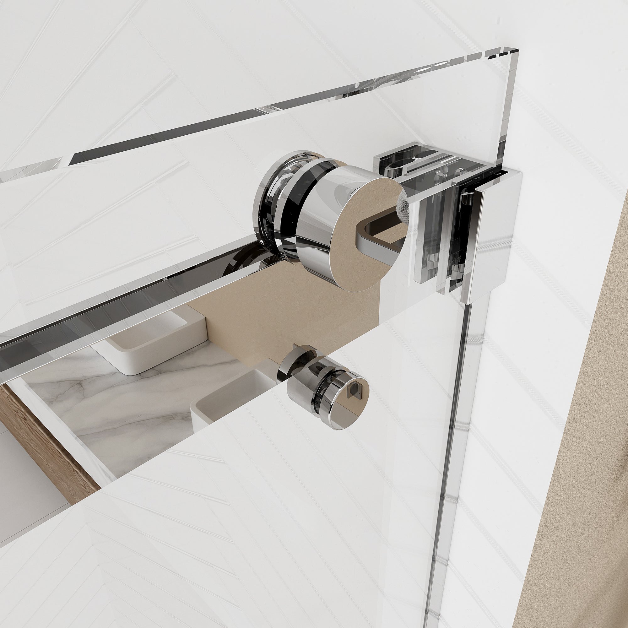 56-60"W × 72"H Double Sliding Frameless Shower Door With 3/8 inches (10mm) Clear Tempered Glass, Chrome Finish