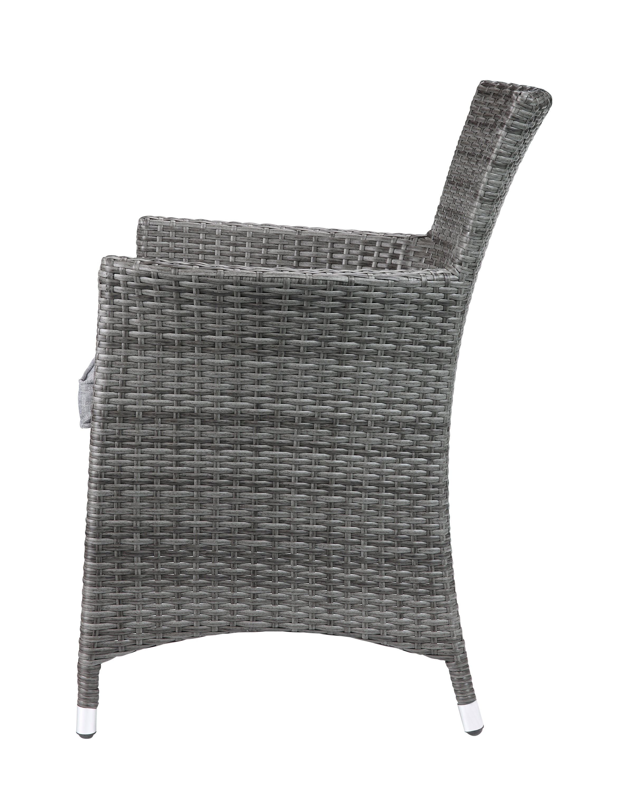 Tashelle Gray Fabric & Gray All-Weather Wicker 3 Pieces Patio Bistro Set