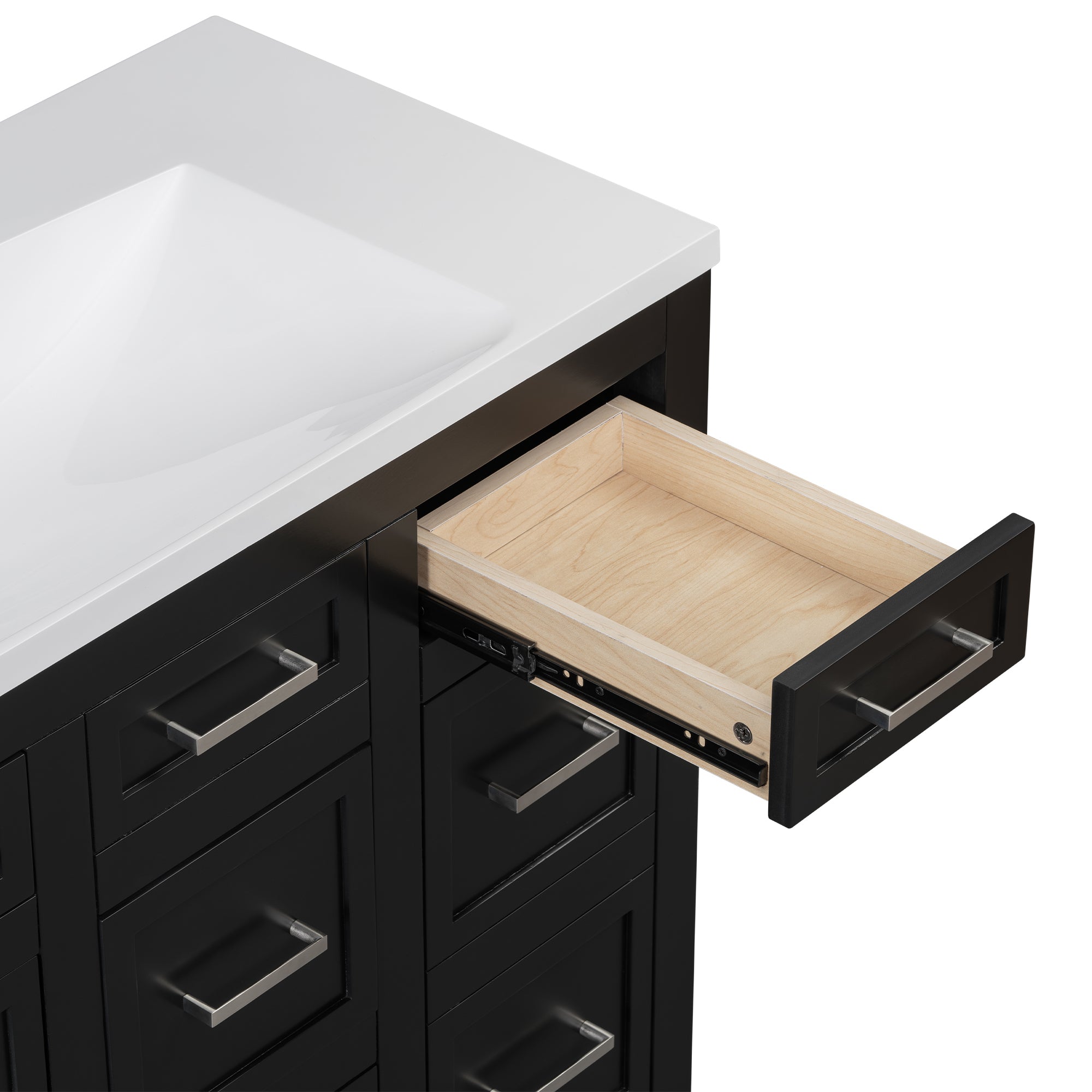 36" Bathroom Vanity Cabinet with Resin Integrated Sink - 4 Drawers, 2 Doors