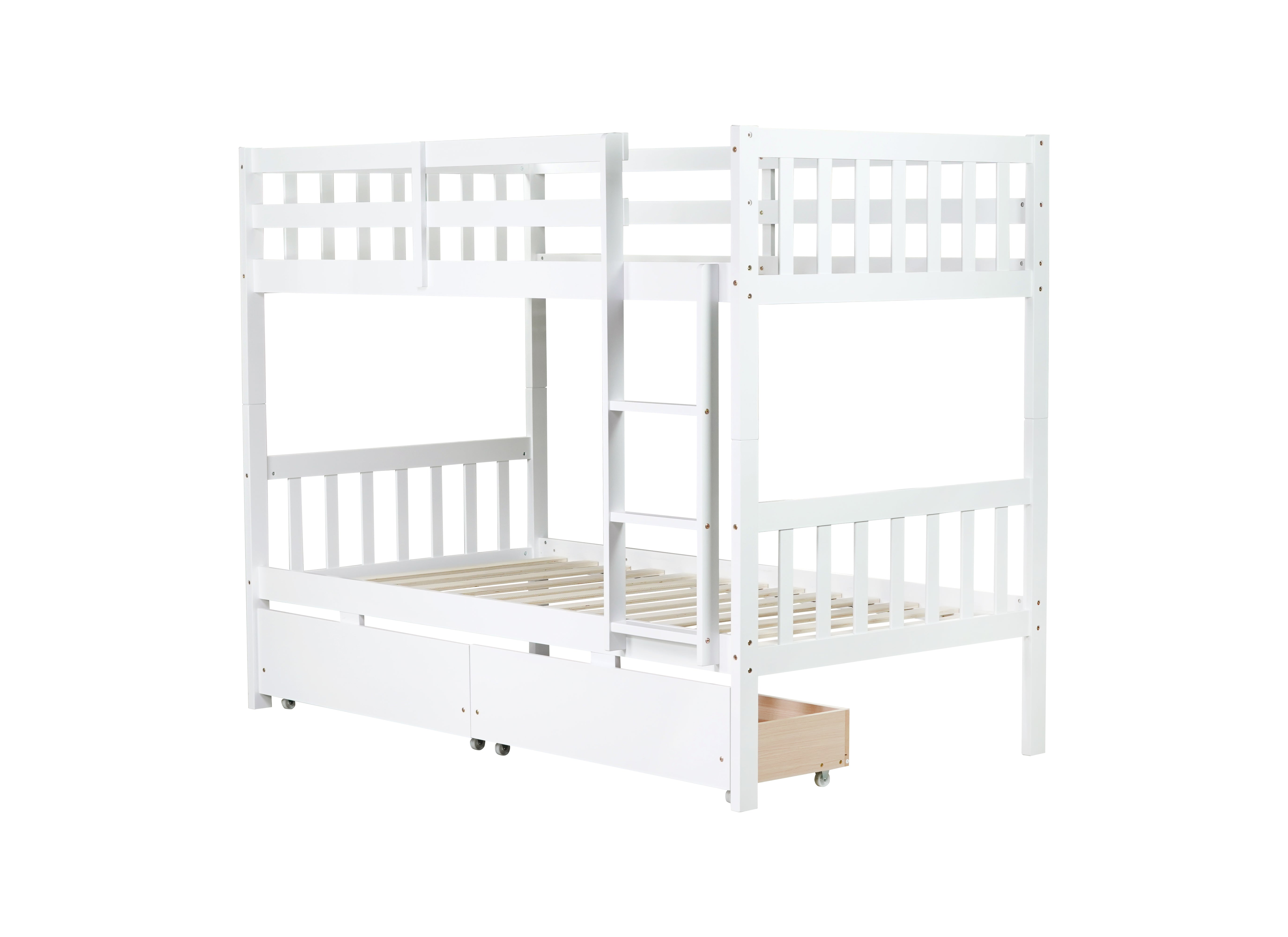 Twin bunk bed shown as two separate beds