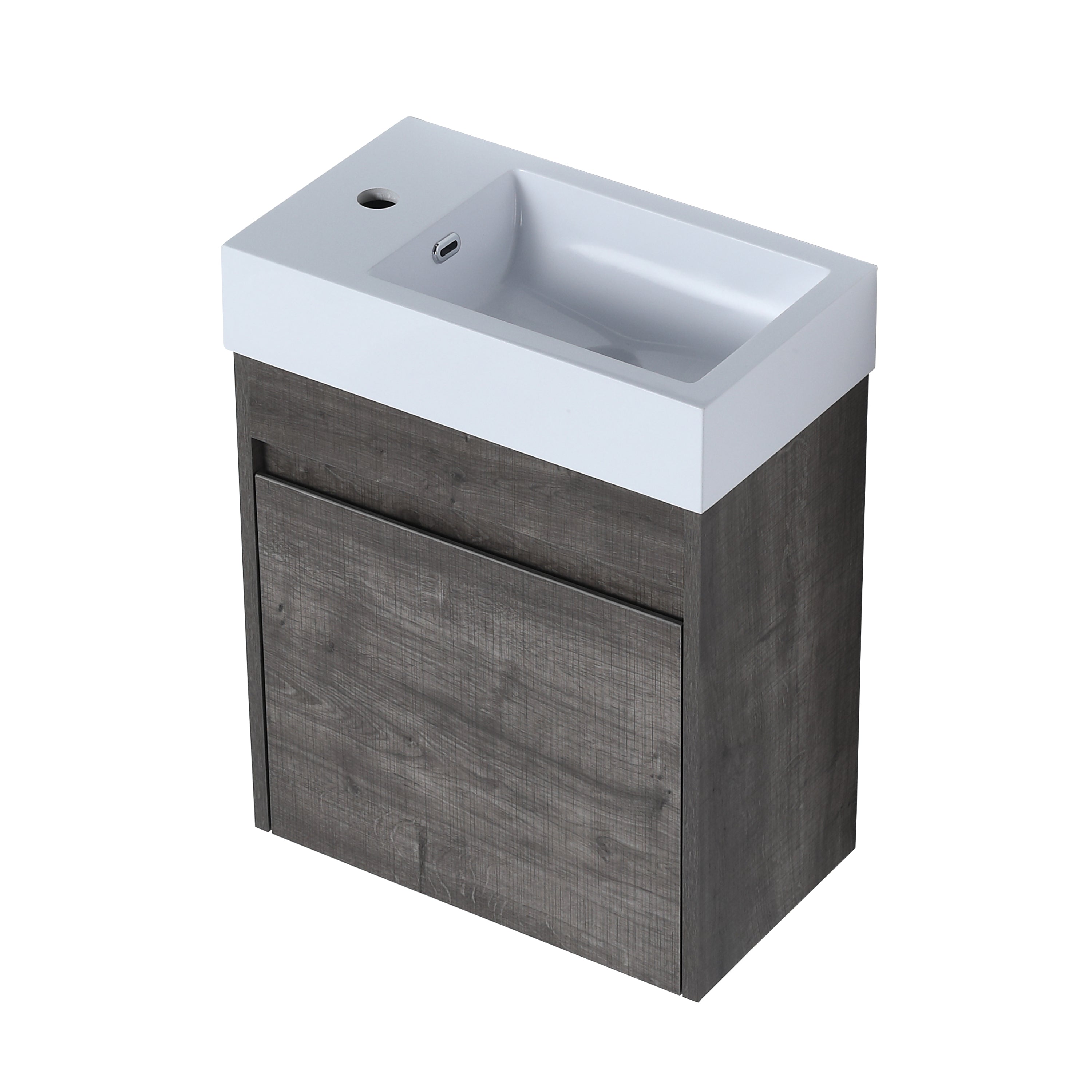 18'' Floating Wall-Mounted Bathroom Vanity with White Resin Sink & Soft-Close Cabinet Door