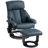 HOMCOM Massage Recliner Chair with Footstool, 360° Swivel Recliner, Blue