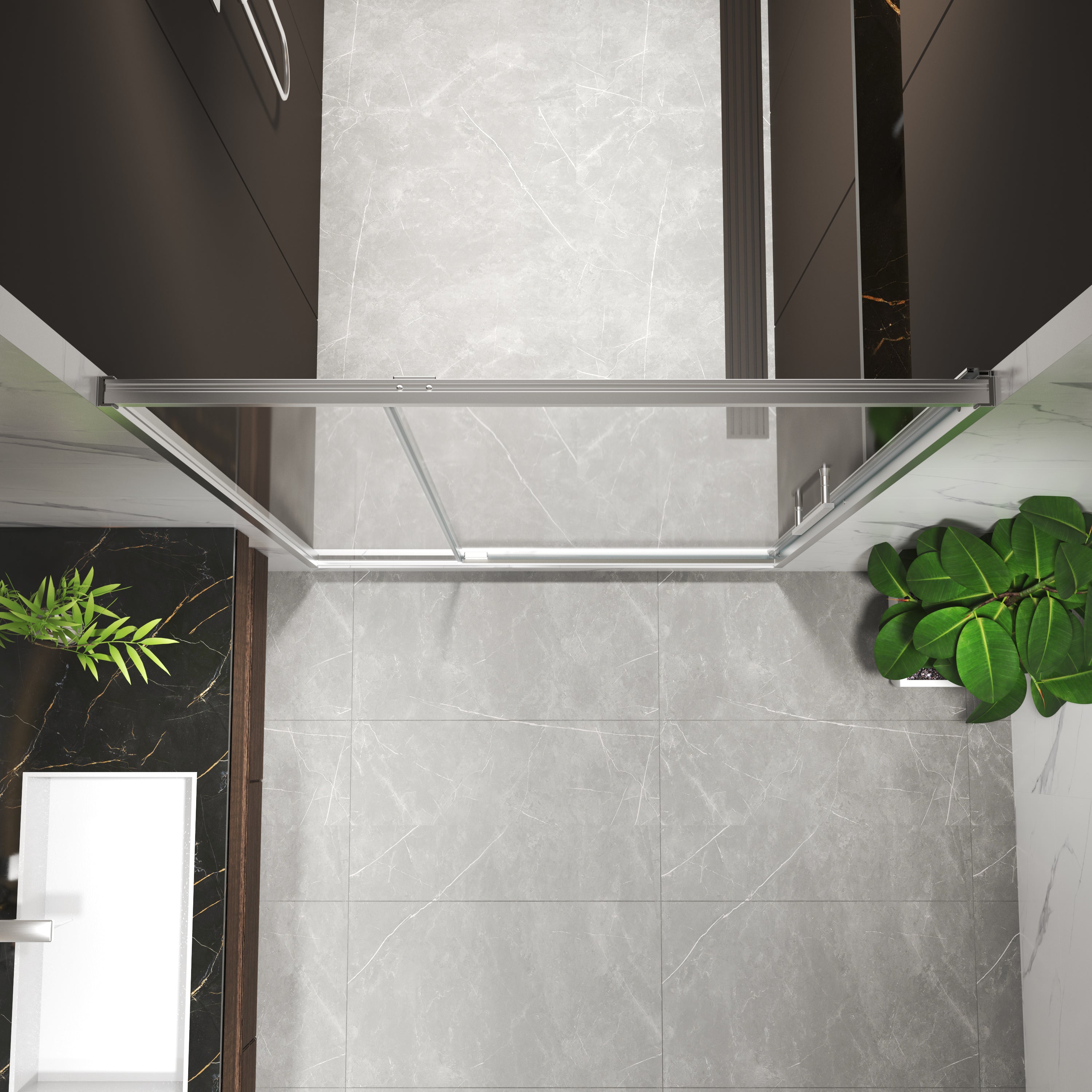 44-54 x 74 in Pivot Shower Door - 44-48 x 74 in / Brushed Nickel view 4