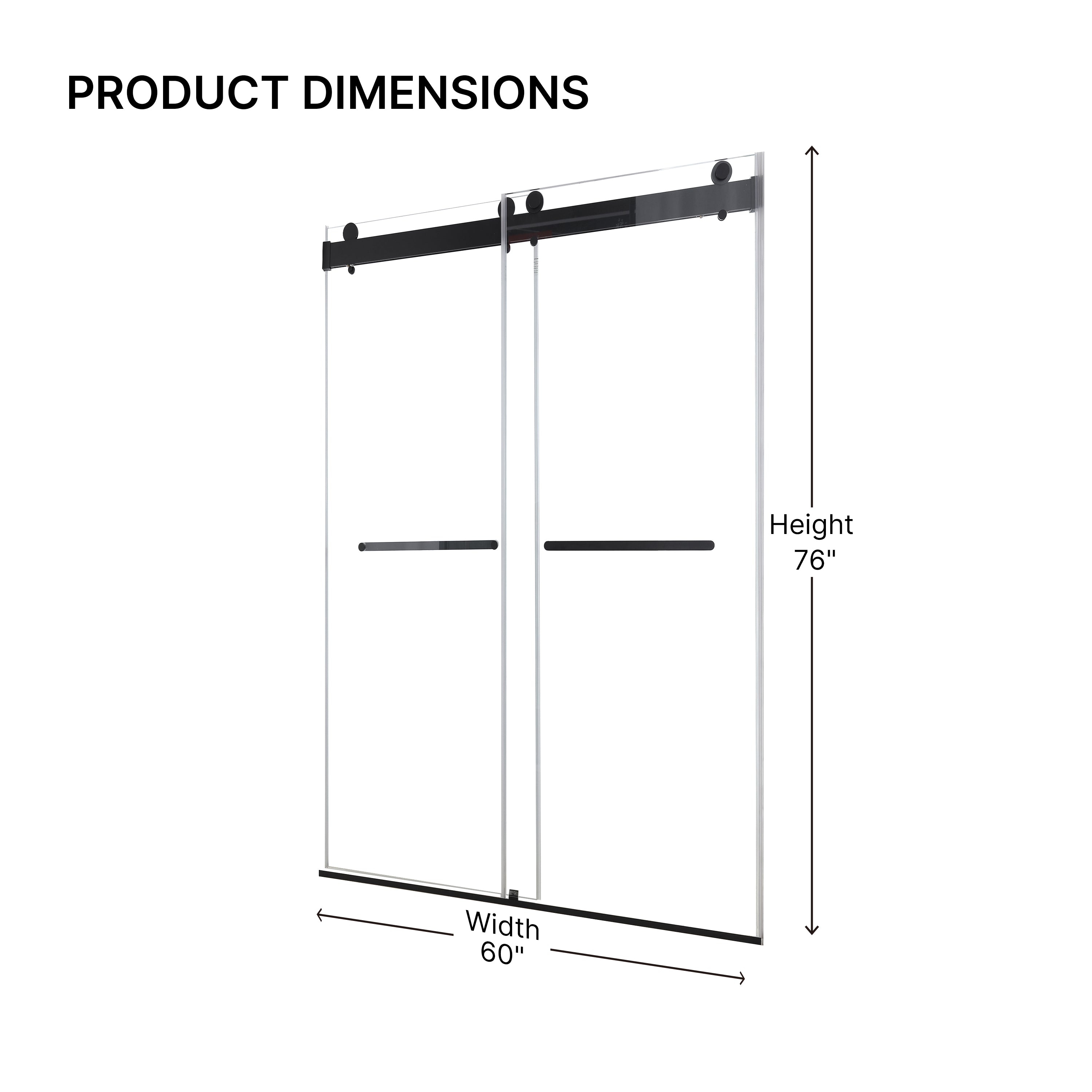 48 x 75 in Double Sliding Shower Door - 48 x 75 in / Matte Black / 5/16 in Glass view 8
