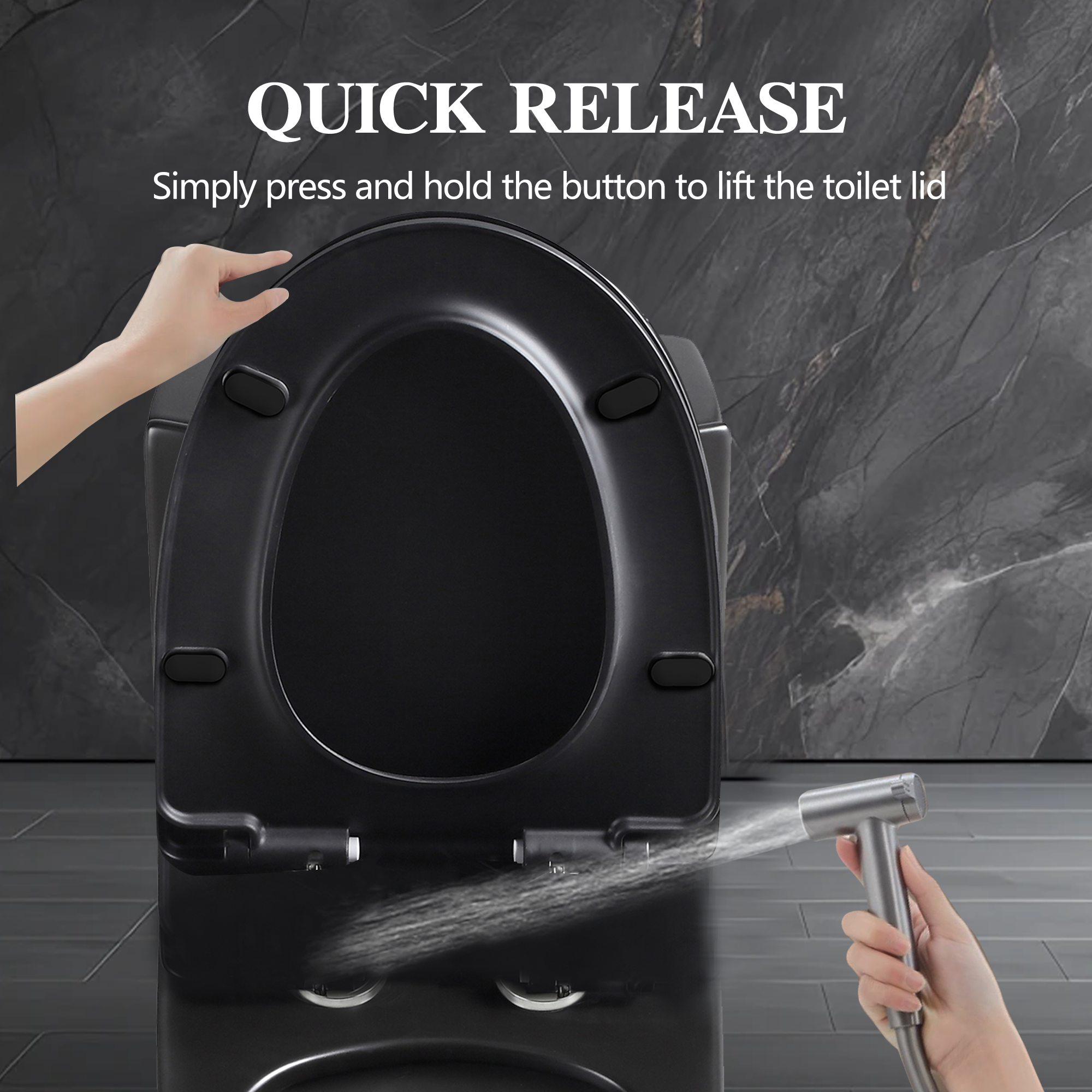 1.1/1.60 GPF Dual-Flush One Piece Toilet, Water-Saving Elongated Comfort Height Floor Mounted, Soft Closing Seat, 1000 Gram Map Flushing Score Toilet, Matte Black 23T02-MB