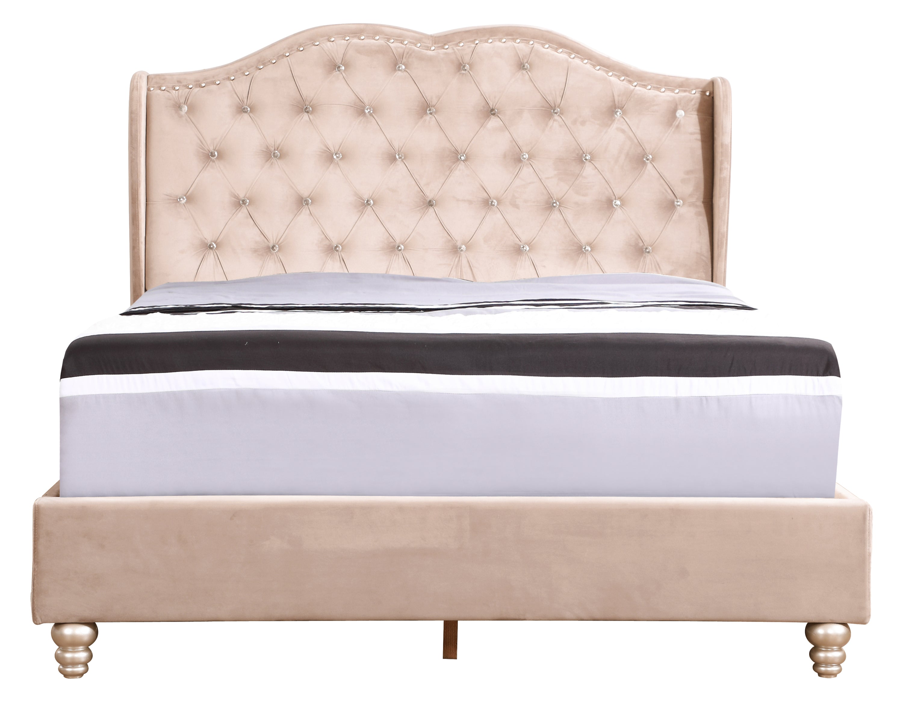 Elegant Transitional Queen Upholstered Bed