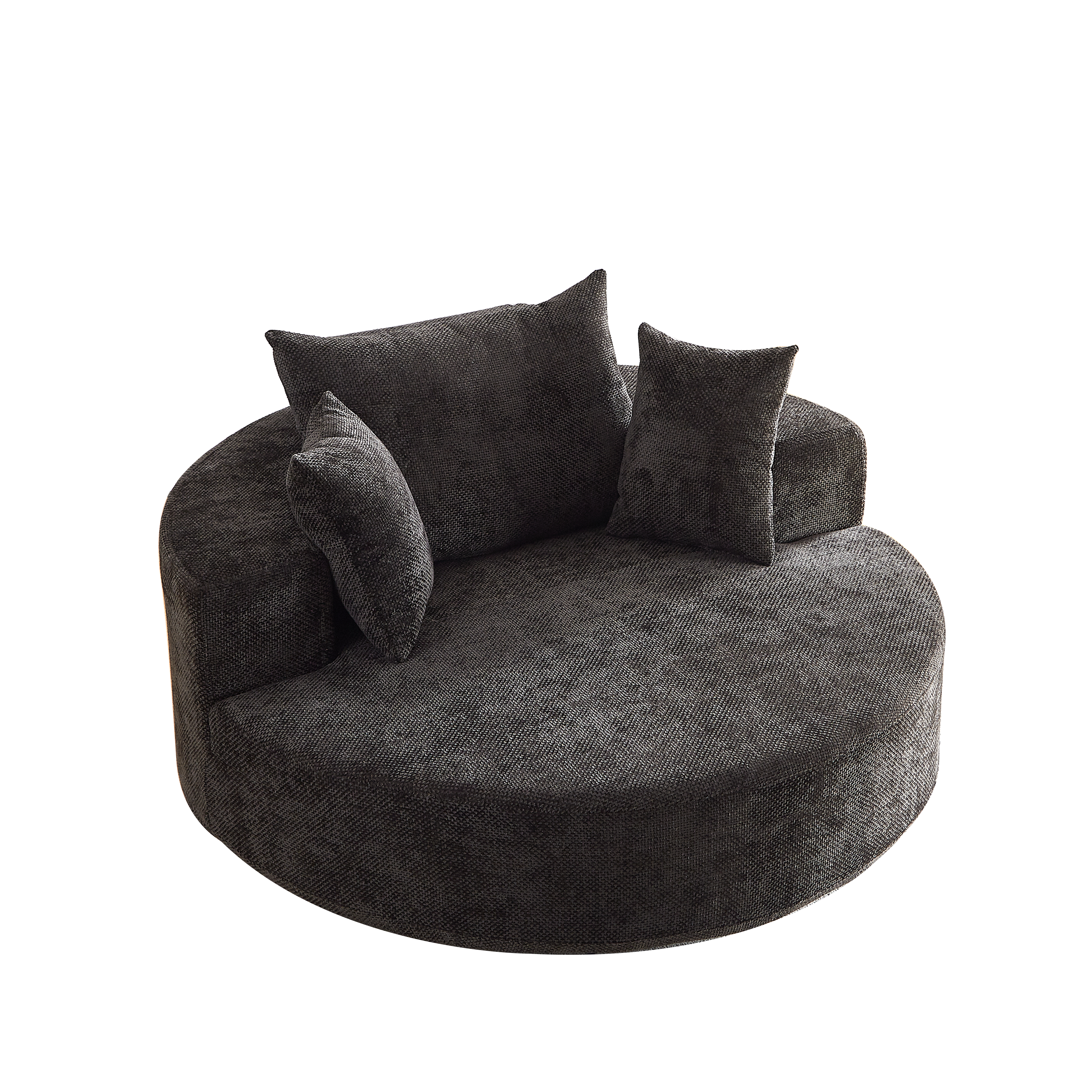 55''L Chenille Foam Single Swivel Chair, Fluffy Modern Sleeper, 360 Degree Swivel Chair for Living Room, Bedroom, Lounge and Projection Room