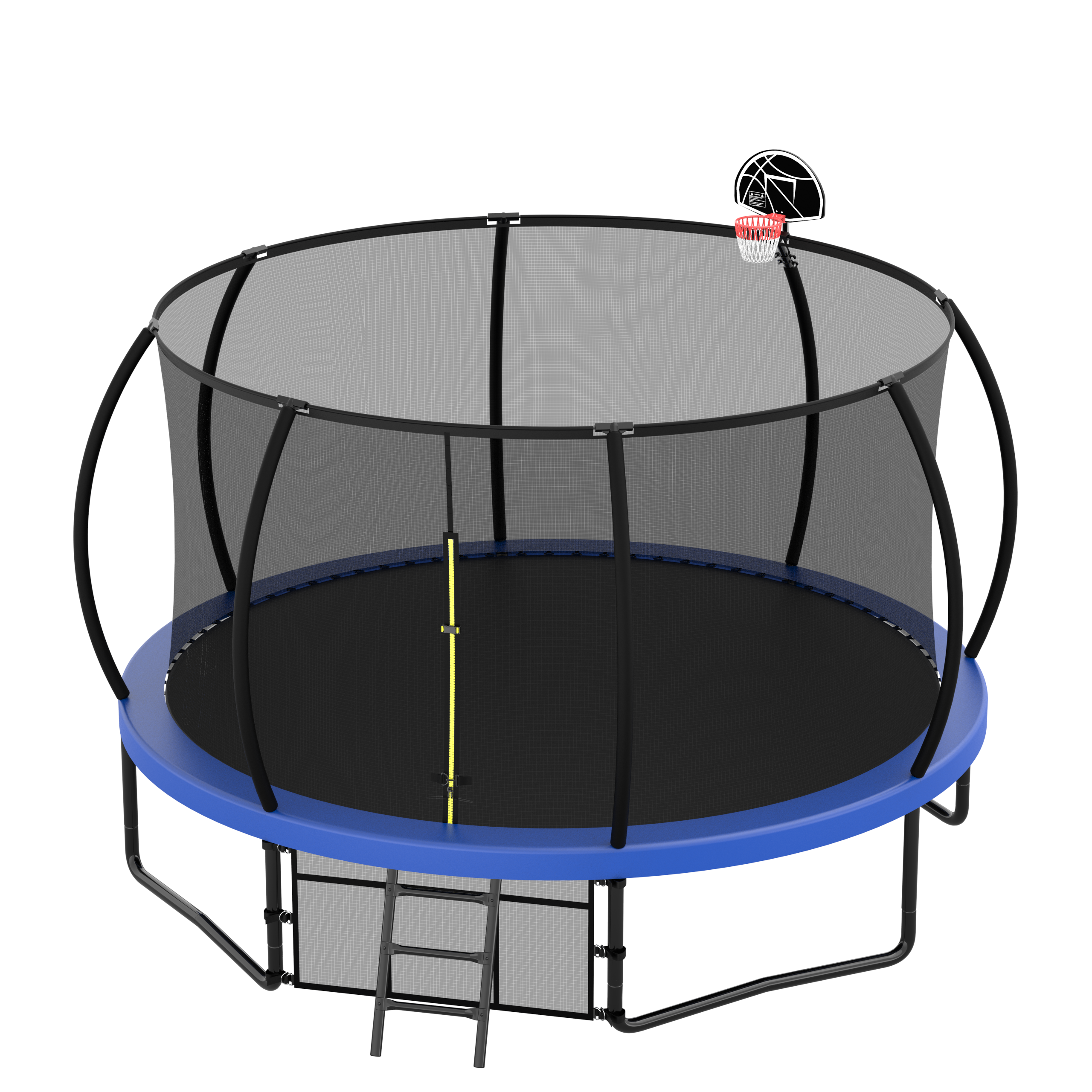 14FT Trampoline with Enclosure - Recreational Trampolines with Ladder and AntiRust Coating, ASTM Approval Outdoor Trampoline for Kids