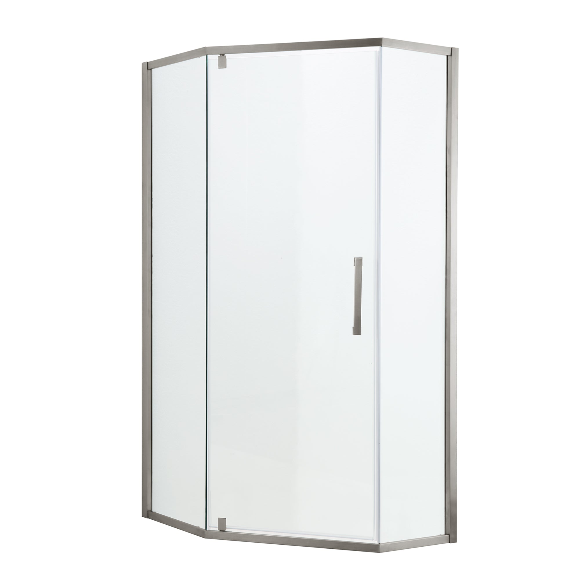 Shower Door 34-1/8"W x 72"H Semi-Frameless Neo-Angle Hinged Shower Enclosure, Brushed Nickel