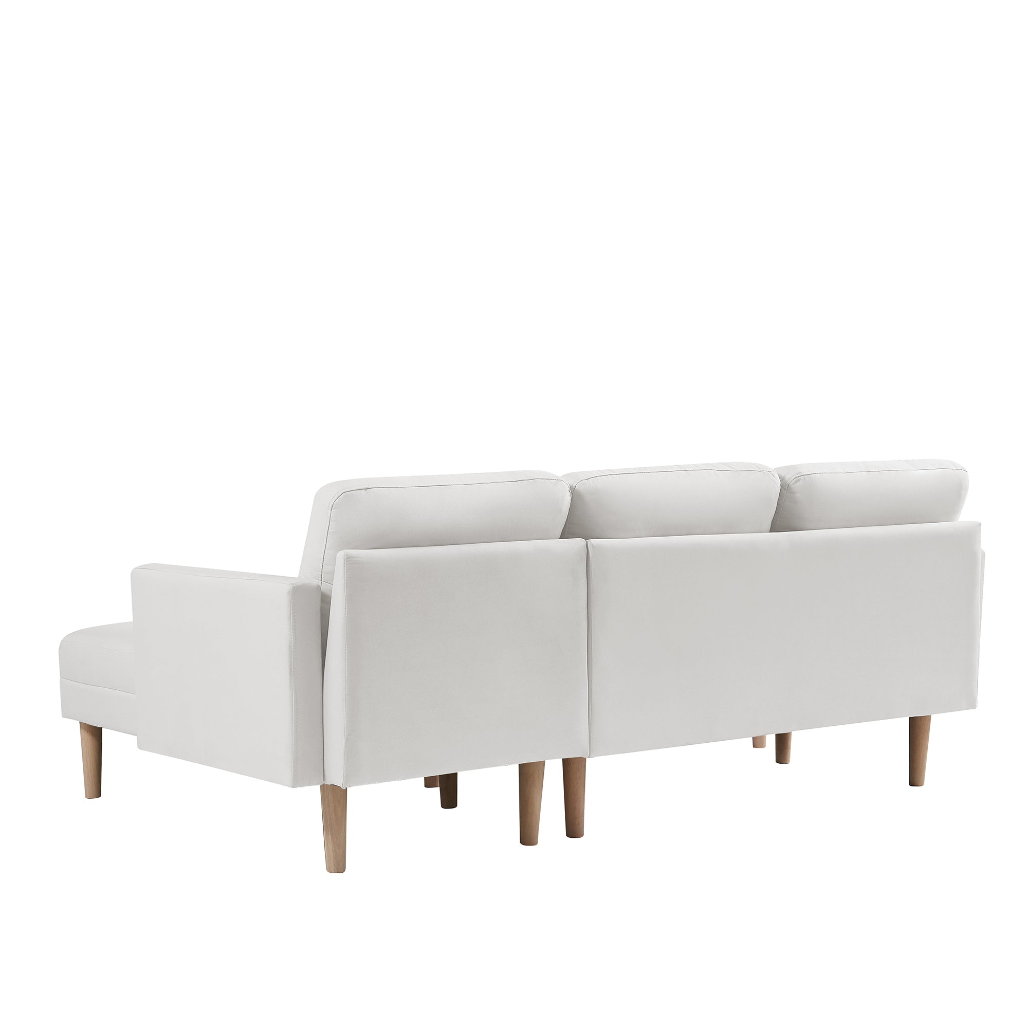 White Fabric Right Facing Sectional Sofa Bed , L-shape Sofa Chaise Lounge with Ottoman Bench