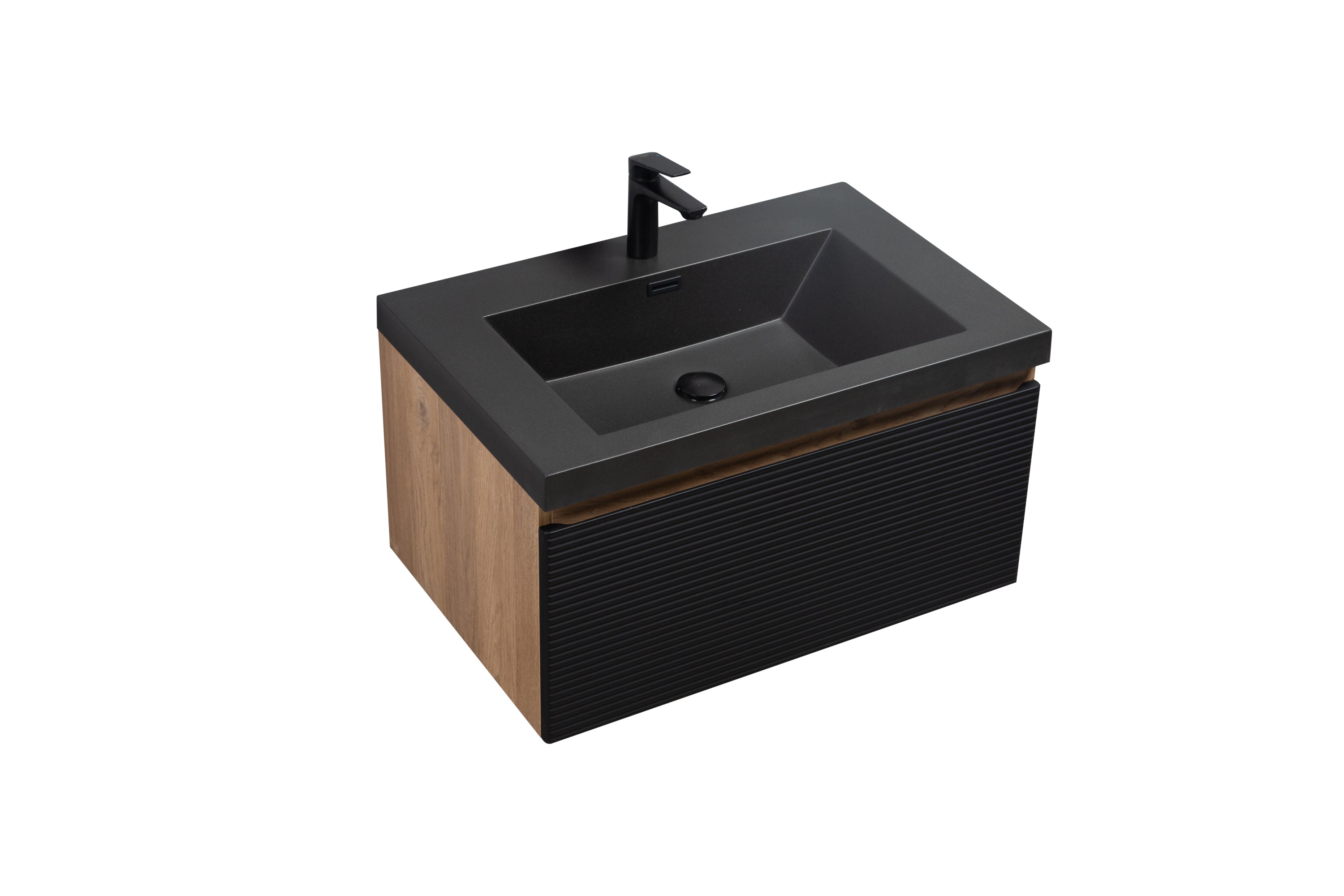 30" Floating Bathroom Vanity with Sink, Modern Wall-Mounted Bathroom Storage Vanity Cabinet with Countertop and Soft Close Drawers, Ink Black CRUIS-30