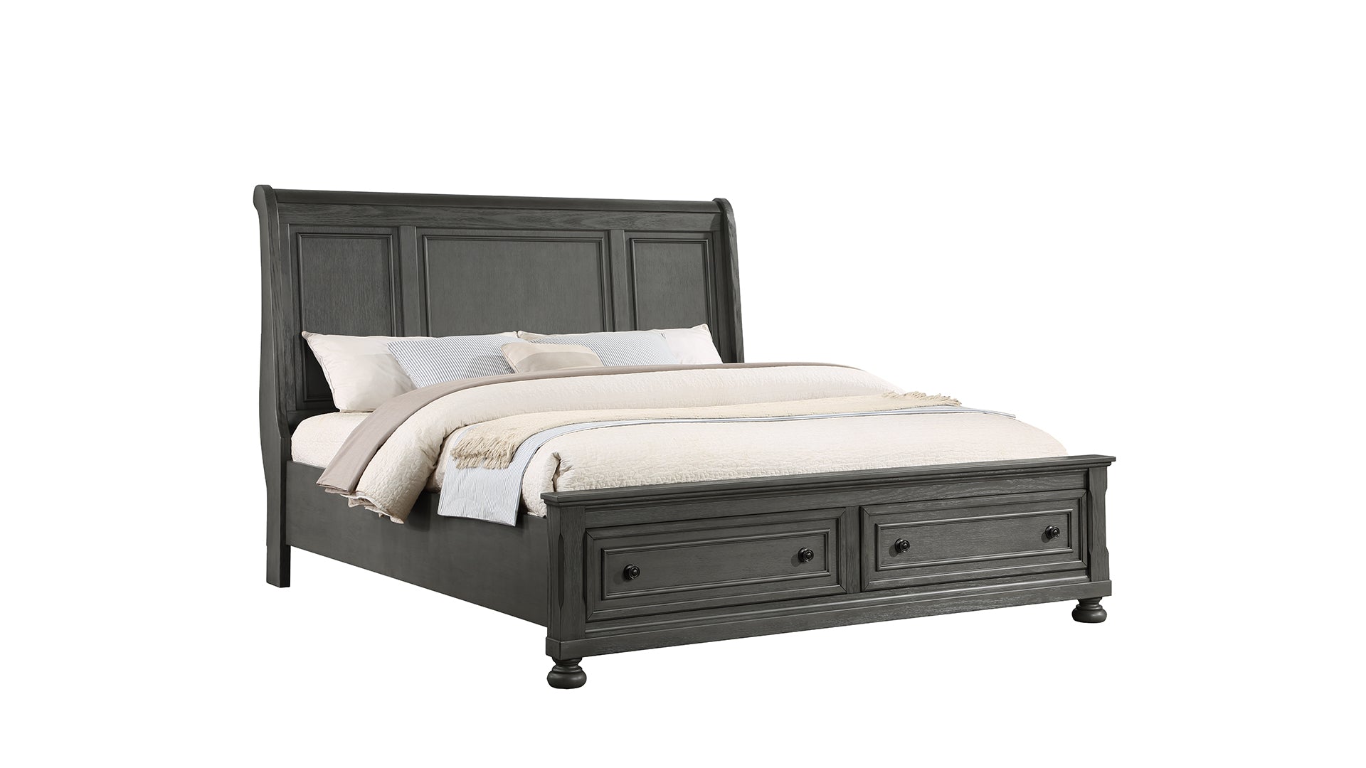 Modern Style King Bed Made with Wood & Rustic Gray Finish