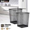 2 Pcs 5-Gallon Trash Can – Rectangle Mesh Metal, Open Top Black Garbage Bin for Kitchen