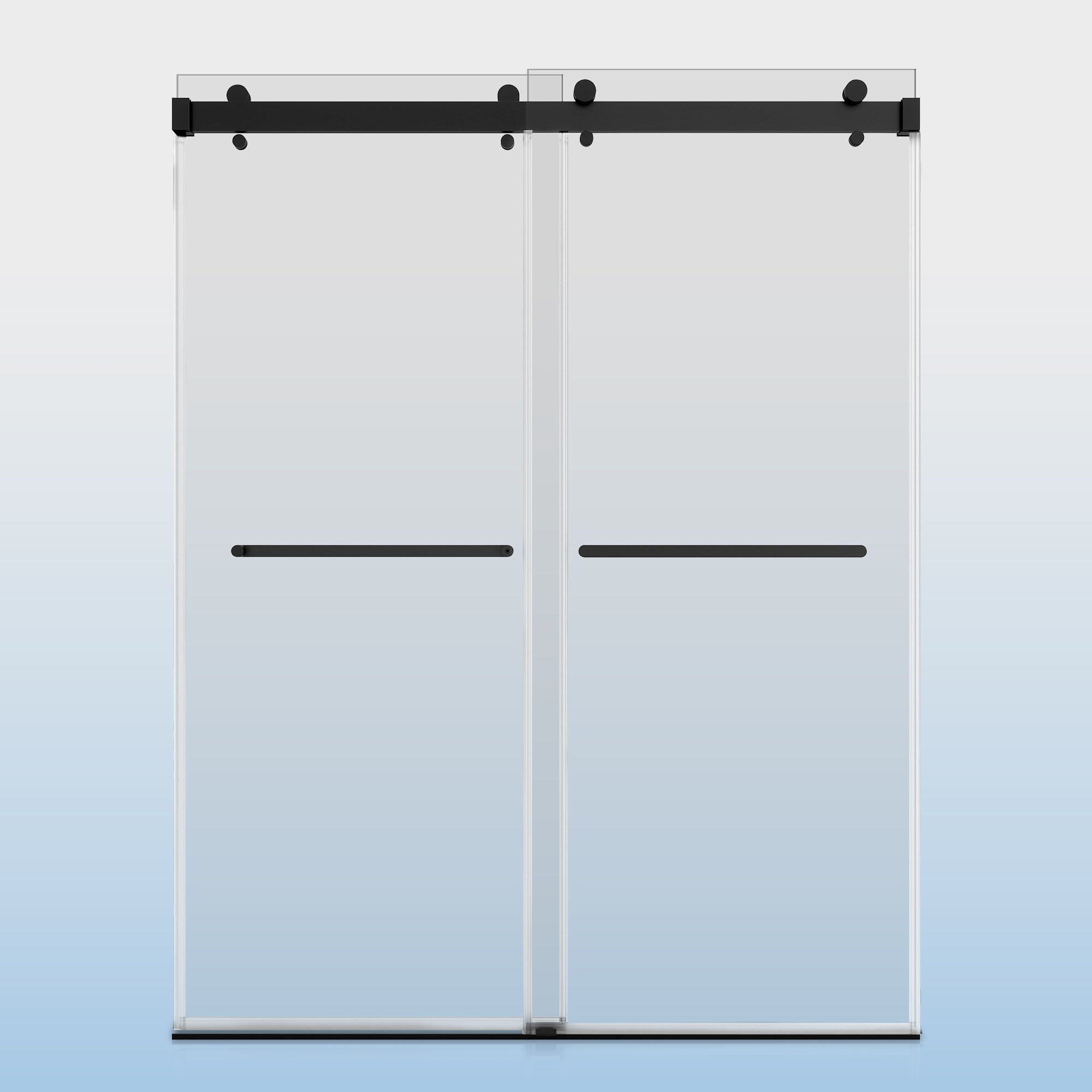 68-72"W × 76"H Double Sliding Frameless Shower Door With 3/8 inches (10mm) Clear Tempered Glass, Matte Black Finish