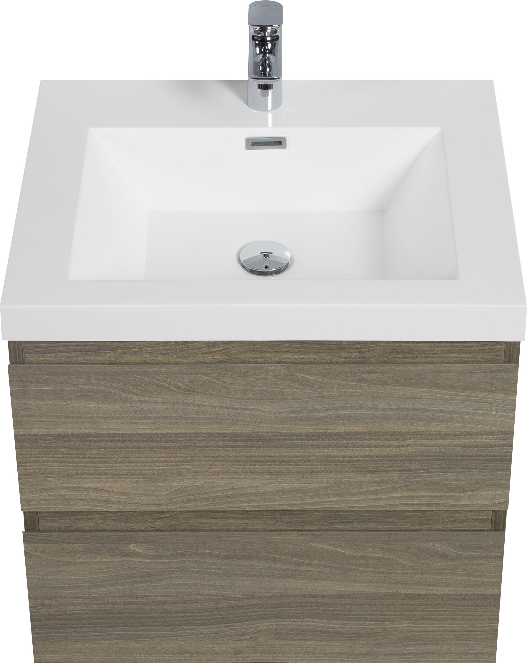 24" Floating Bathroom Vanity with Sink, Modern Wall-Mounted Bathroom Storage Vanity Cabinet with Resin Top Basin and Soft Close Drawers, Ash Grey 24V11-24AG