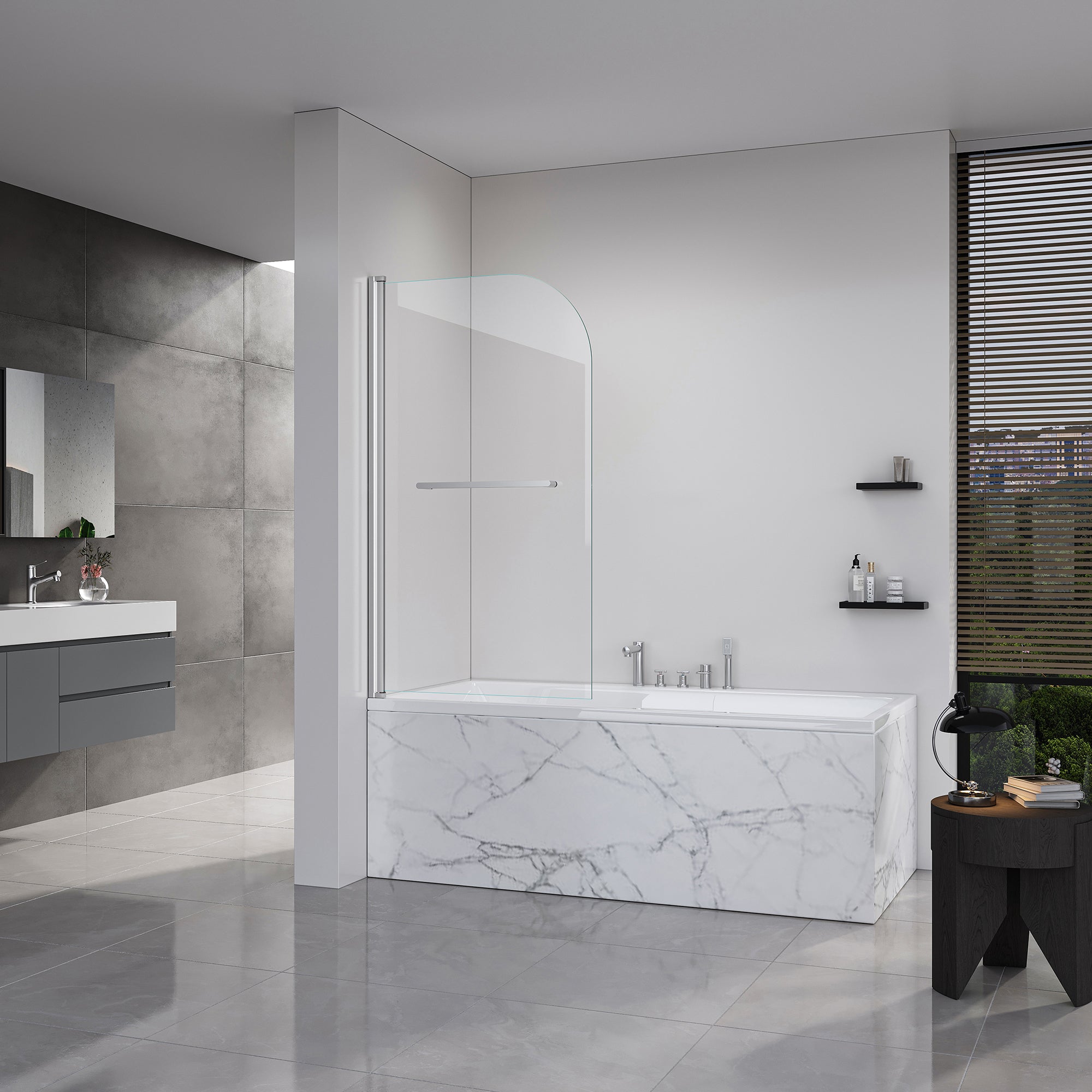 31 x 55 in Folding Bathtub Door - 31 x 55 in / Brushed Nickel view 2