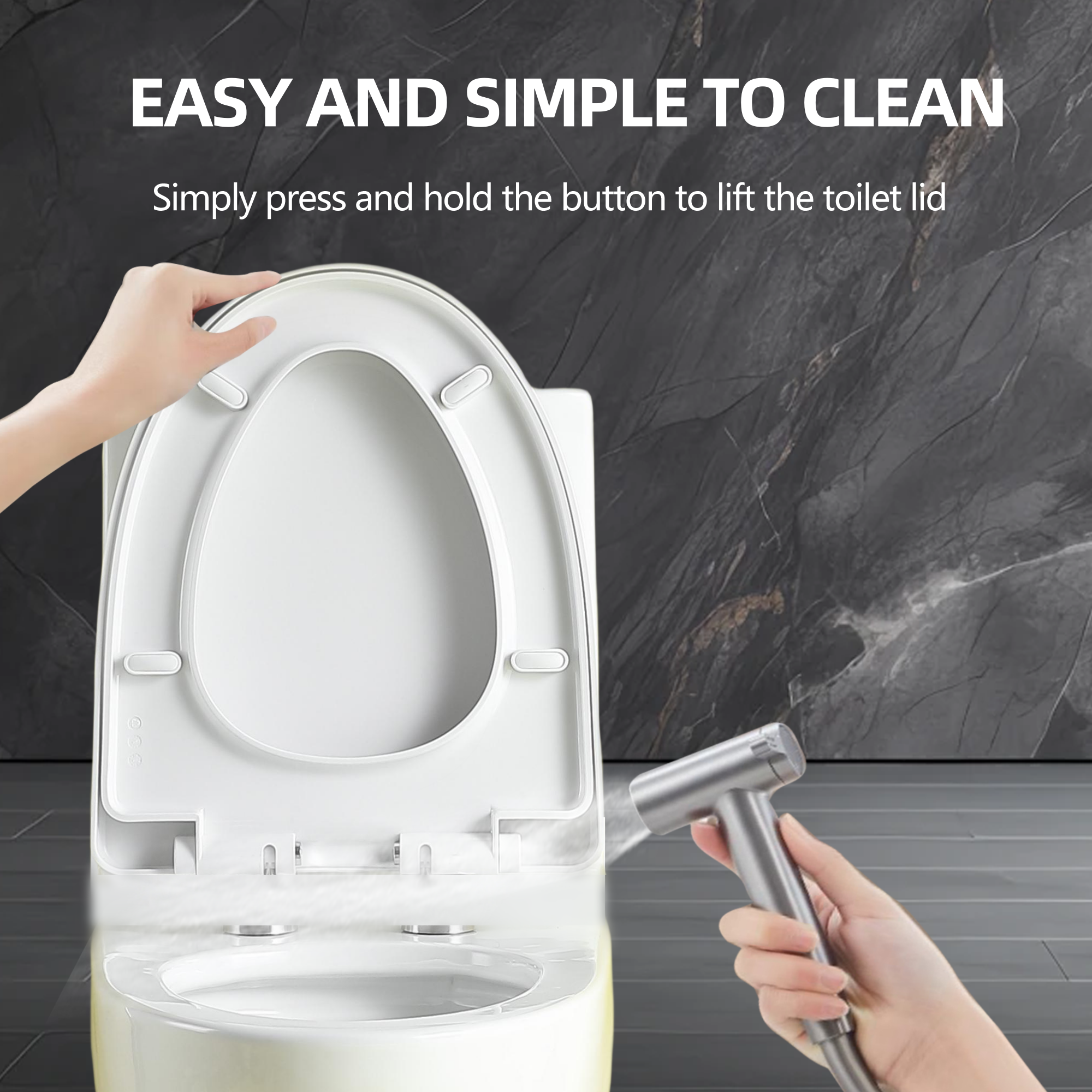 One-Piece Toilet, 1.1/1.60 GPF Water-Efficient Dual-Flush Elongated Comfort Height Floor Mounted, Standard-Size Toilet with Soft Closing Seat Included, Glossy White 24T01-GW