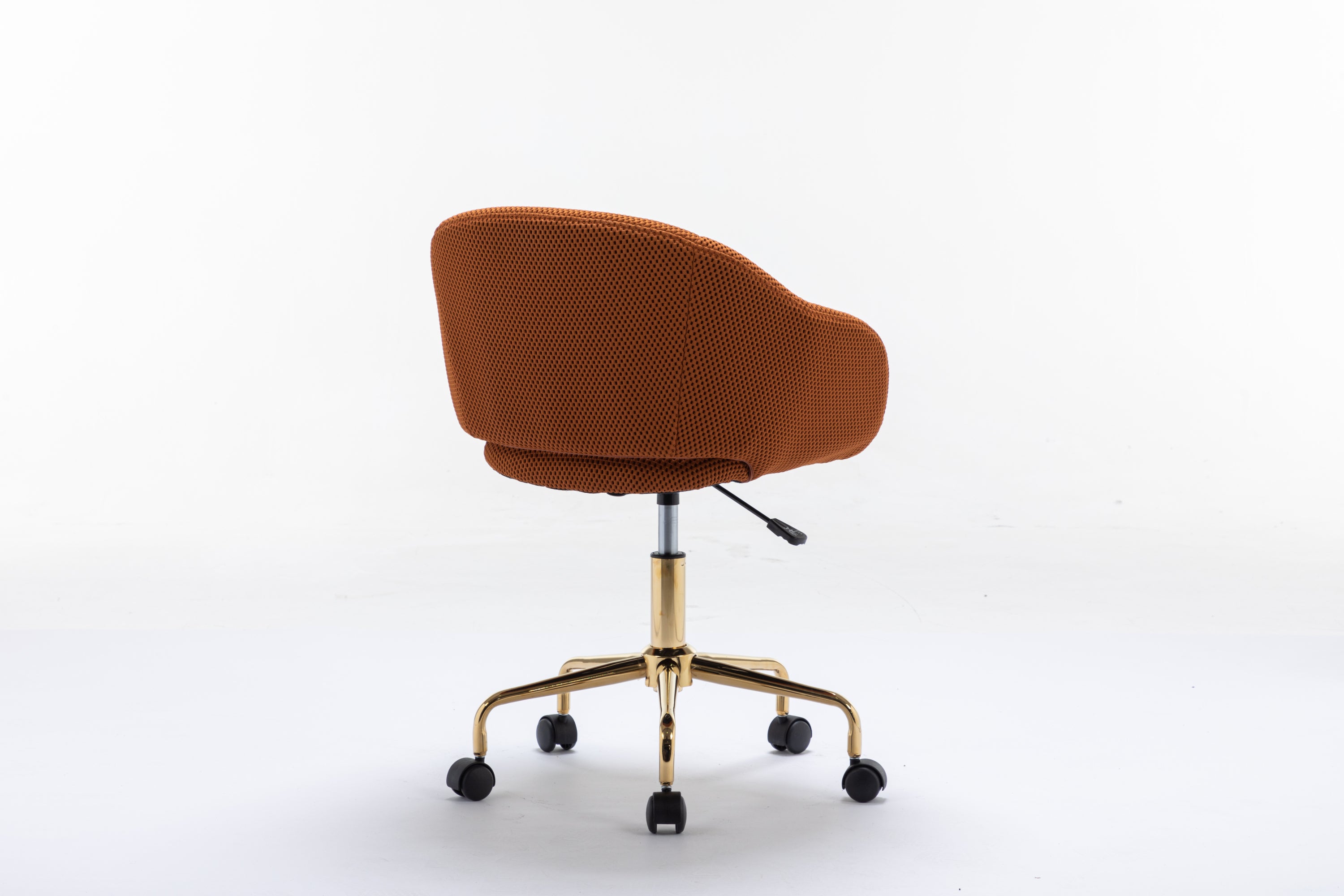 047-Mesh Fabric Home Office 360°Swivel Chair Adjustable Height With Gold Metal Base,Caramel