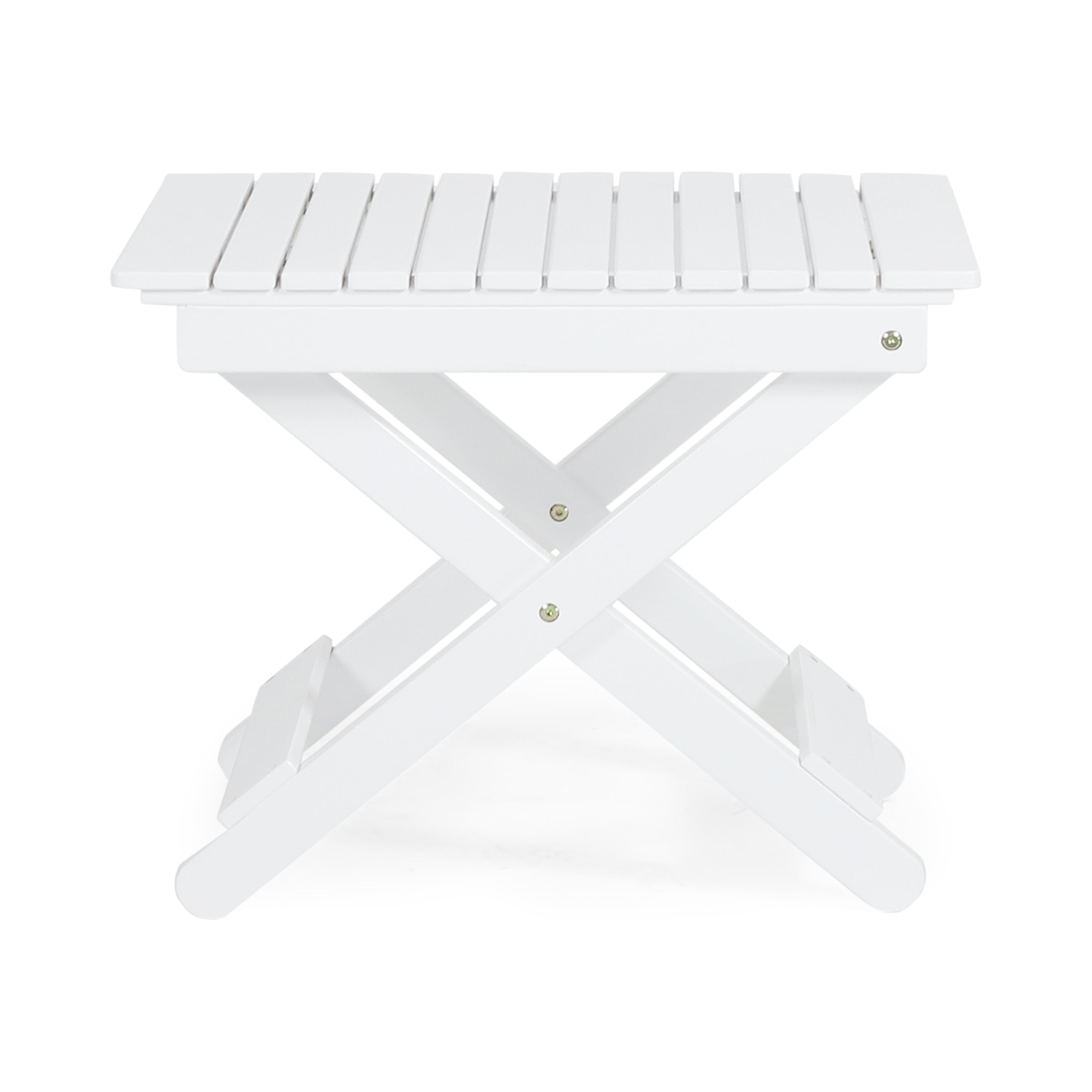 Outdoor Folding Wooden Side Table, White, 15"D x 22.75"W x 18.25"H