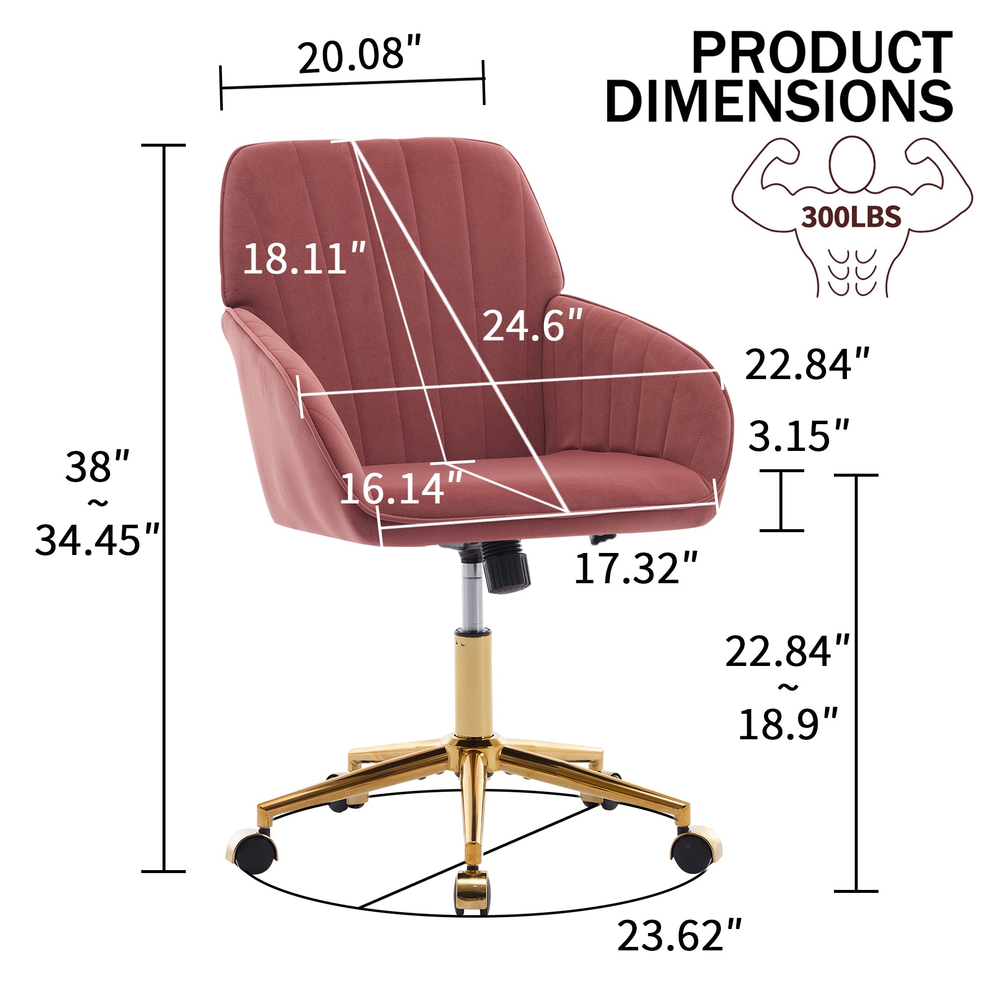 TY Adjustable Office Chair, Home Bedroom, Ergonomic Swivel Chair, Backrest Seat, Comfortable for Long Sitting