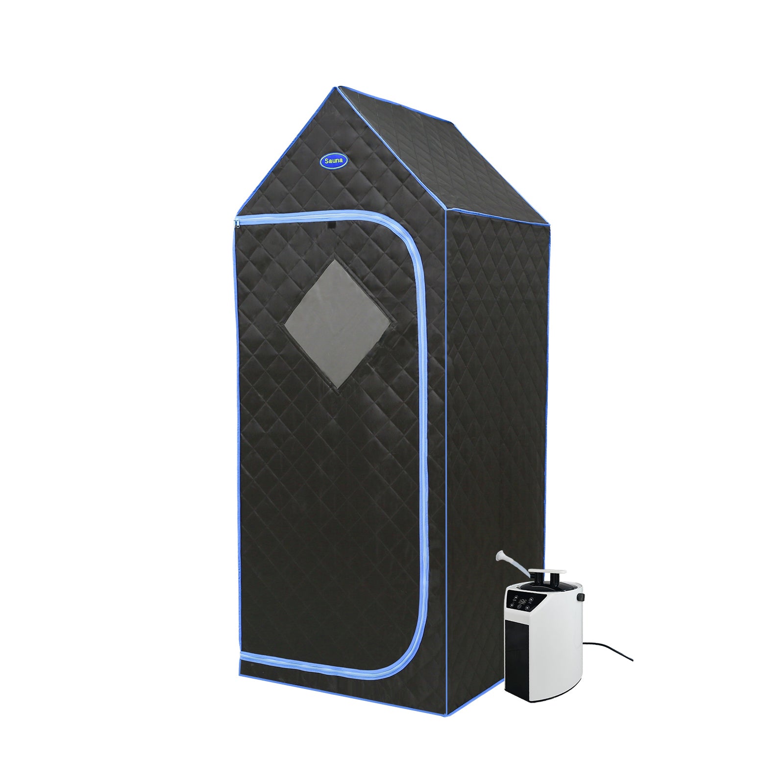 Portable Gothic Roof Plus Type Full Size Steam Sauna tent. Spa, Detox ,Therapy and Relaxation at home. Larger Space, Stainless Steel Pipes Connector Easy to Install. FCC Certification--Black