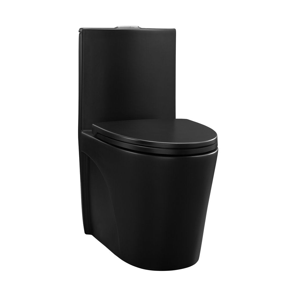 1.1/1.60 GPF Dual-Flush One Piece Toilet, Water-Saving Elongated Comfort Height Floor Mounted, Soft Close Seat, 1000 Gram Map Flushing Score Toilet, Matte Black 23T01-MB-1