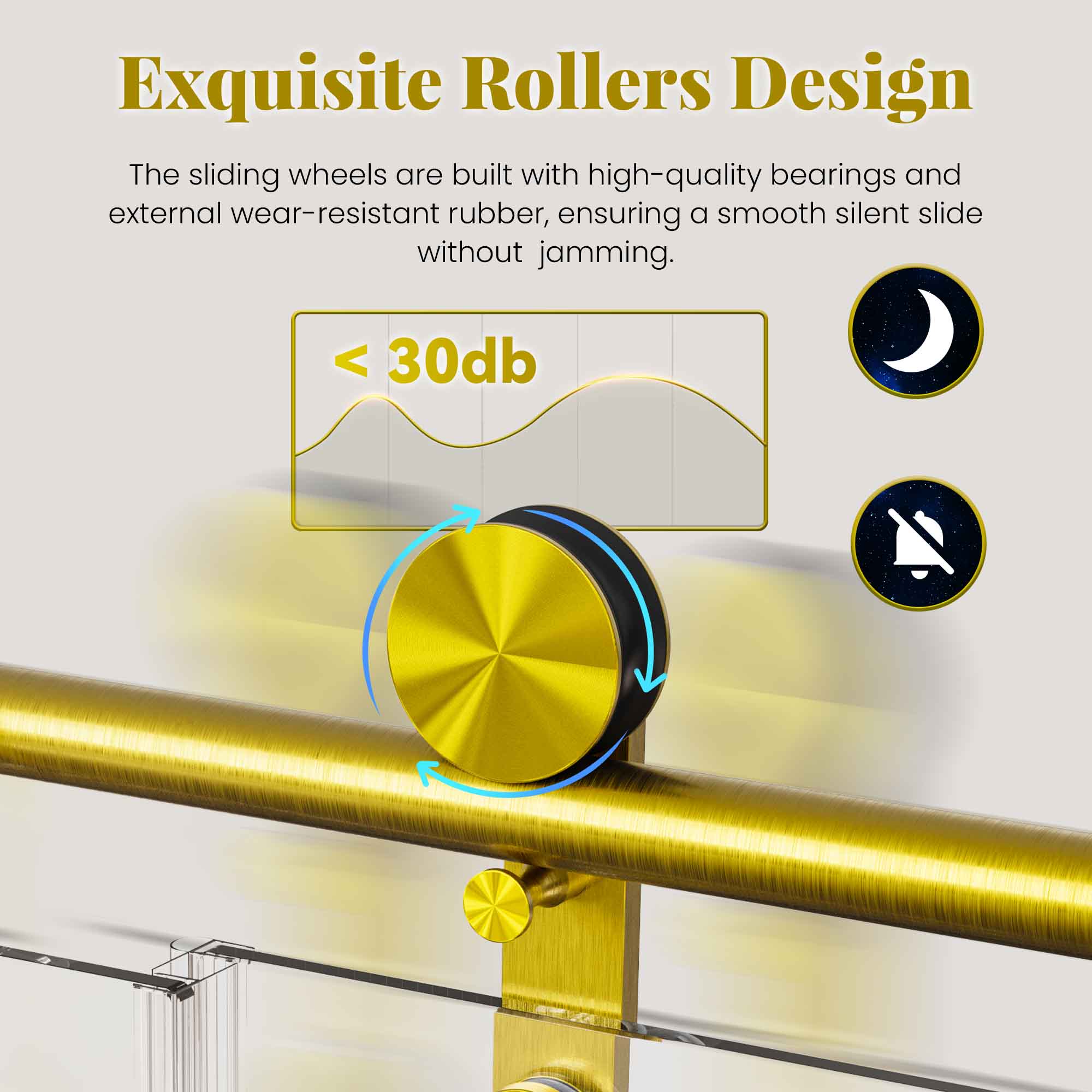 56-60 x 66 in Frameless Single Sliding Shower Door with Towel Rail - 56-60 x 66 in / Brushed Gold / Without Soft-Close view 5