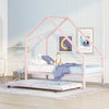 Metal House Bed With Trundle, Twin Size House Bed Pink