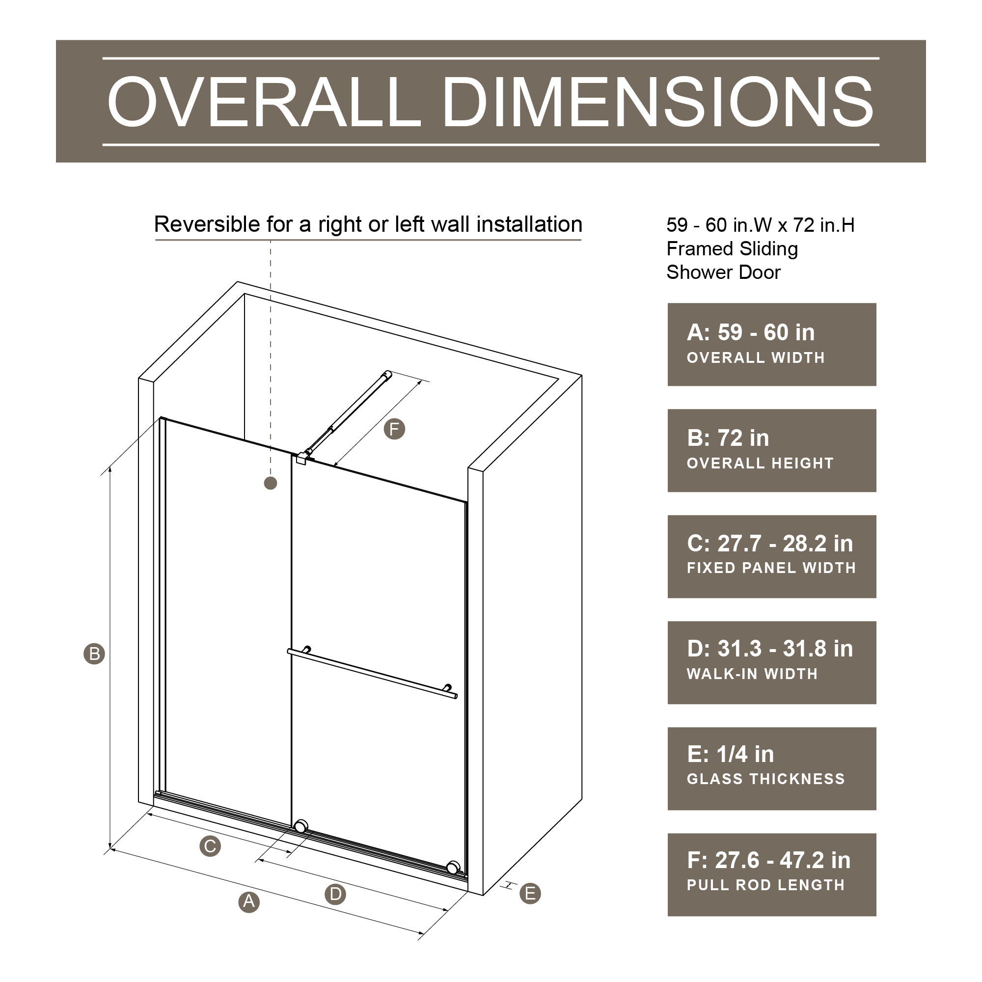 30-60 x 72 in Matte Black Shower Door product image 8
