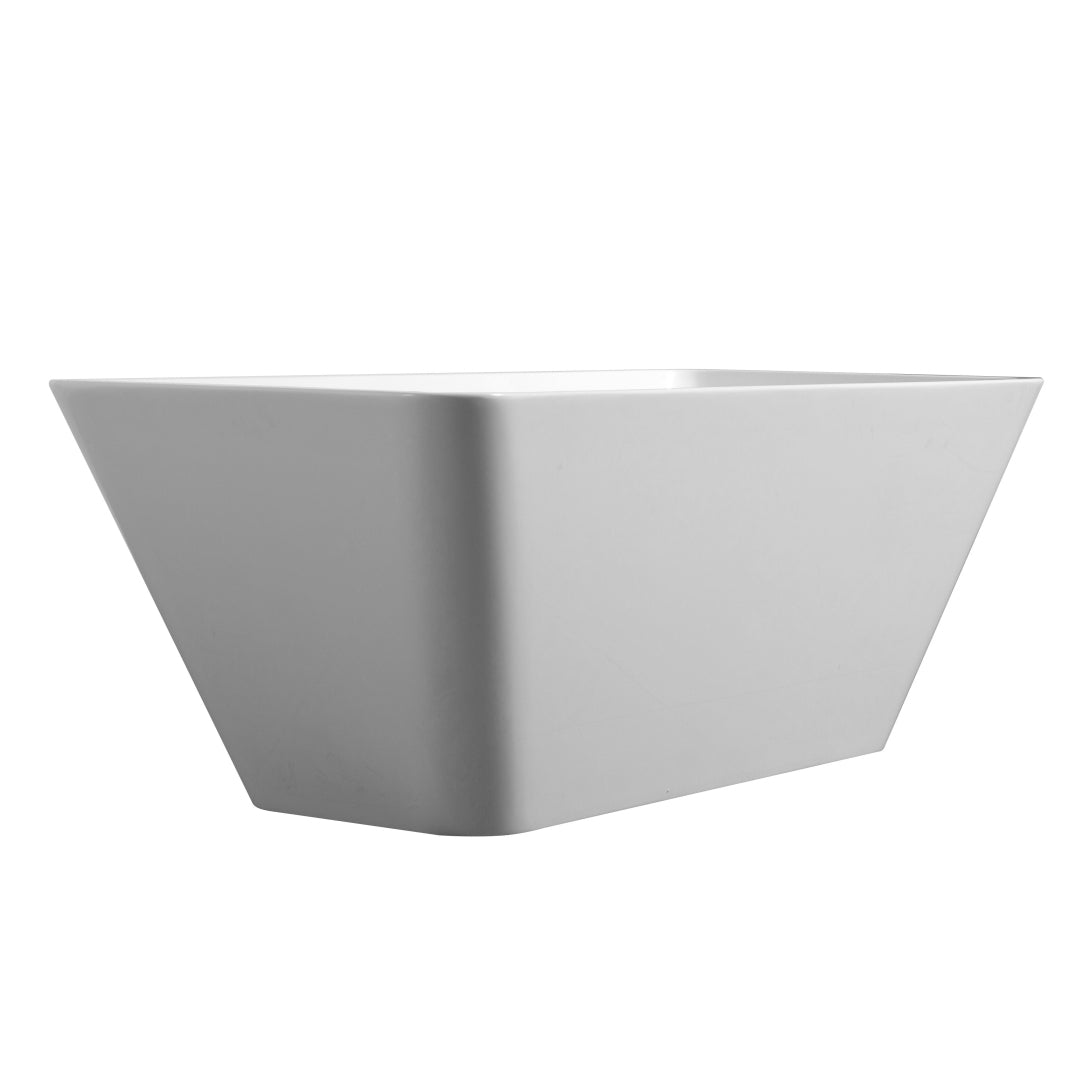 59"L x 30"W x 23"H Acrylic Rectangular Freestanding Bathtub, Contemporary Soaking White Tub with Brushed Nickel Overflow and Pop-up Drain, cUPC Certified, Glossy White 23A01-60