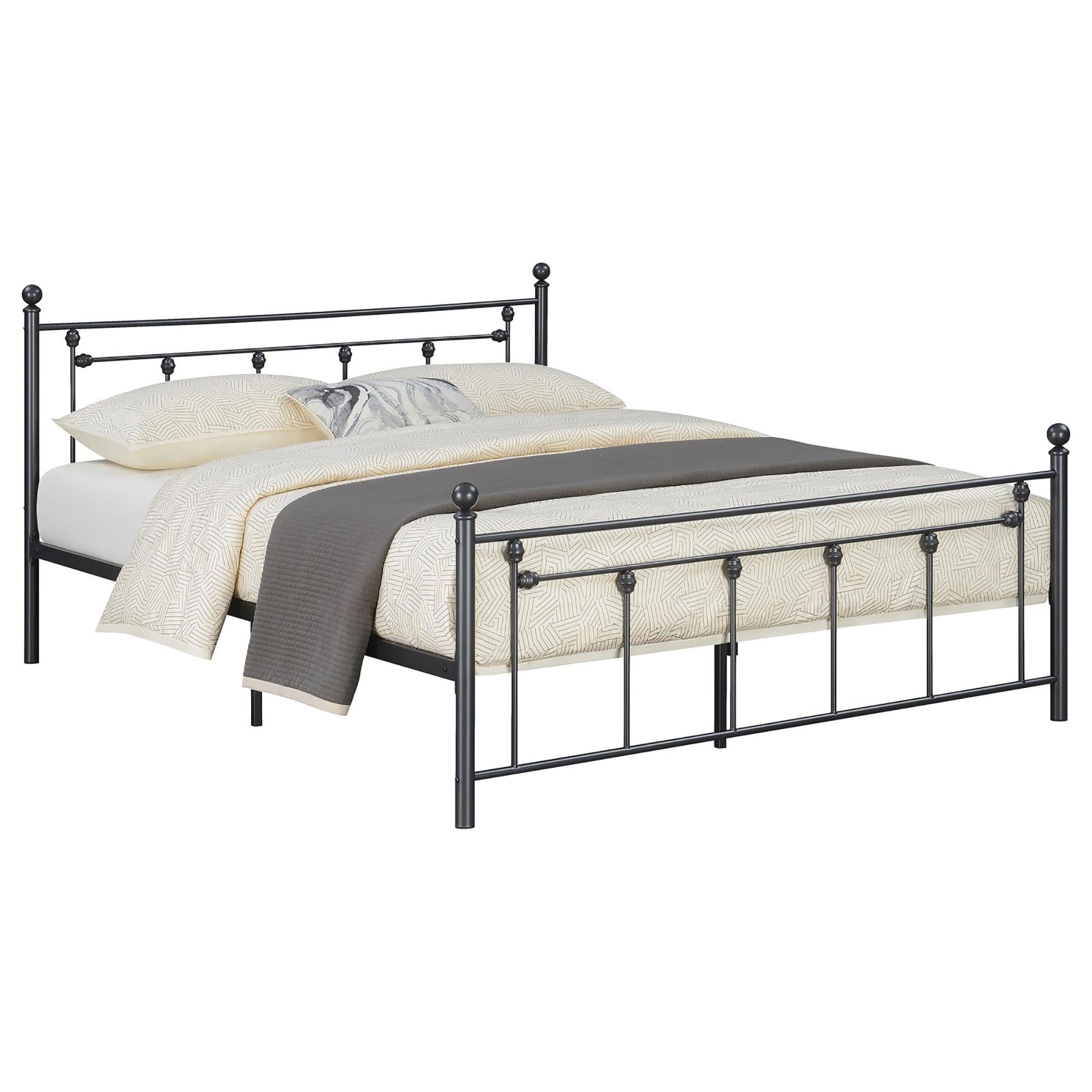 Gunmetal Slatted Queen Platform Bed