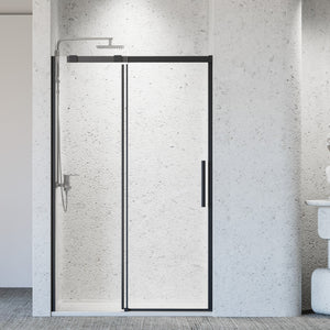 46-48 x 76 in Frameless Single Sliding Shower Door - 46-48 x 76 in / Matte Black view 1