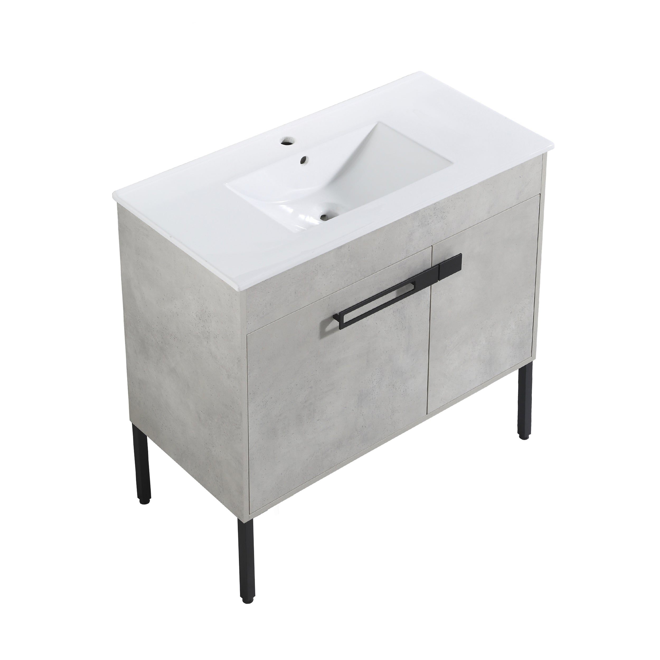 36 Inch Bathroom Vanity with Sink, Freestanding Bathroom Vanity or Floating is Optional Conversion-00336CG-1-F-BL9090B(KD-Packing)