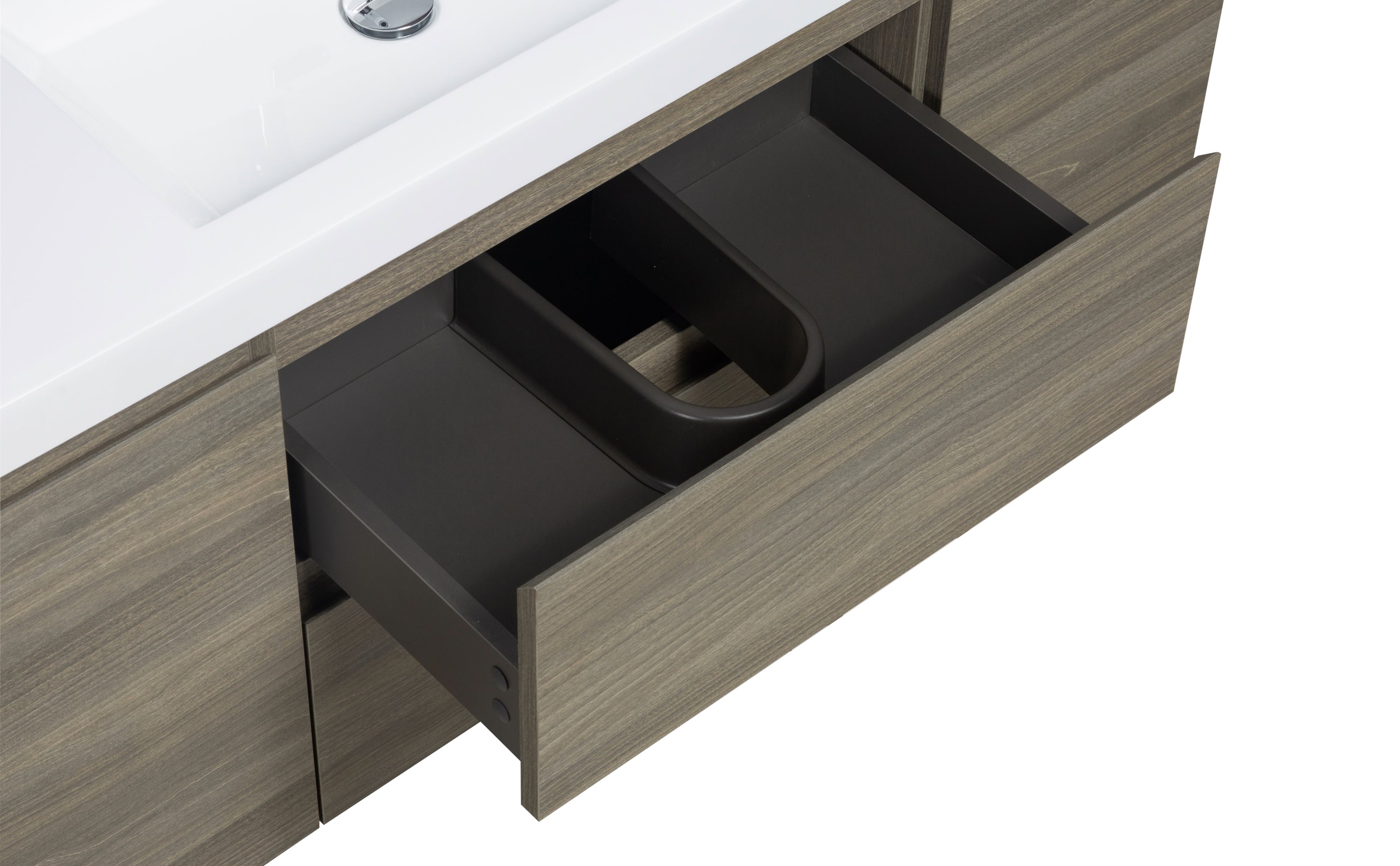 48" Floating Bathroom Vanity with Sink, Modern Wall-Mounted Bathroom Storage Vanity Cabinet with Resin Top Basin and Soft Close Drawers, Ash Grey 24V11-48AG