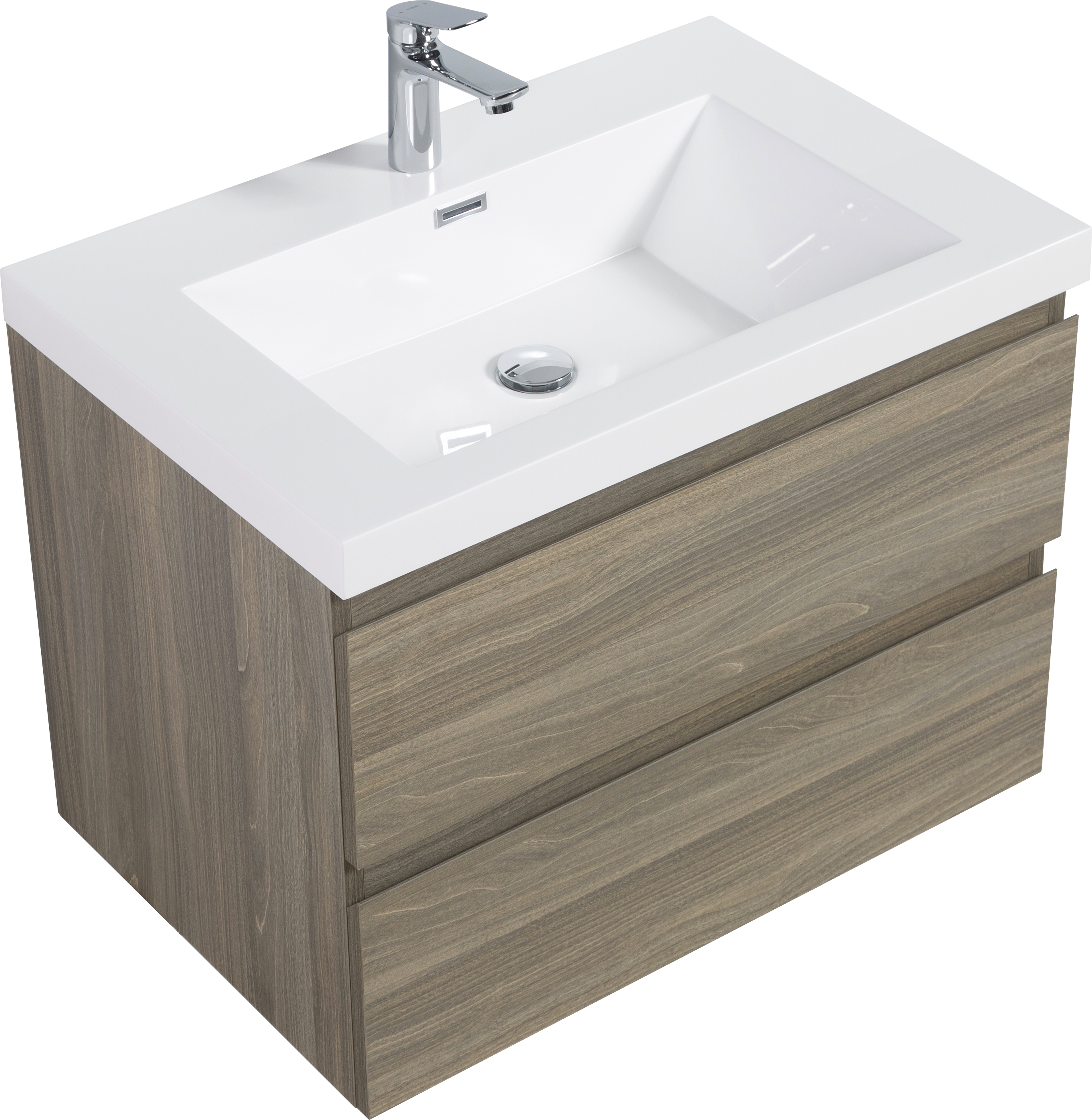 30" Floating Bathroom Vanity with Sink, Modern Wall-Mounted Bathroom Storage Vanity Cabinet with Resin Top Basin and Soft Close Drawers, Ash Grey 24V11-30AG