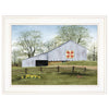 "Tulip Quilt Block Barn" by Billy Jacobs, Ready to Hang Framed Print, White Frame