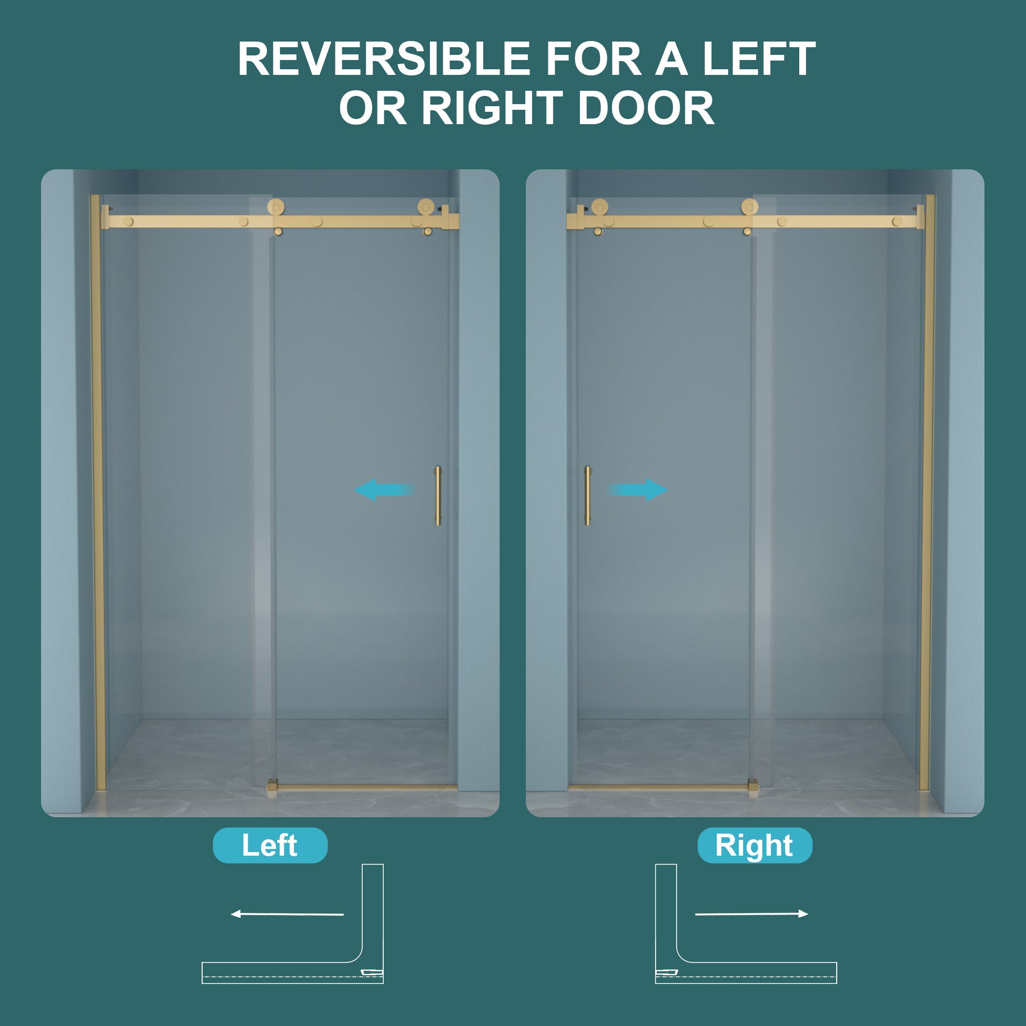 48 x 76 in Single-Slide Shower Door - 48 x 76 in / Brushed Gold view 6