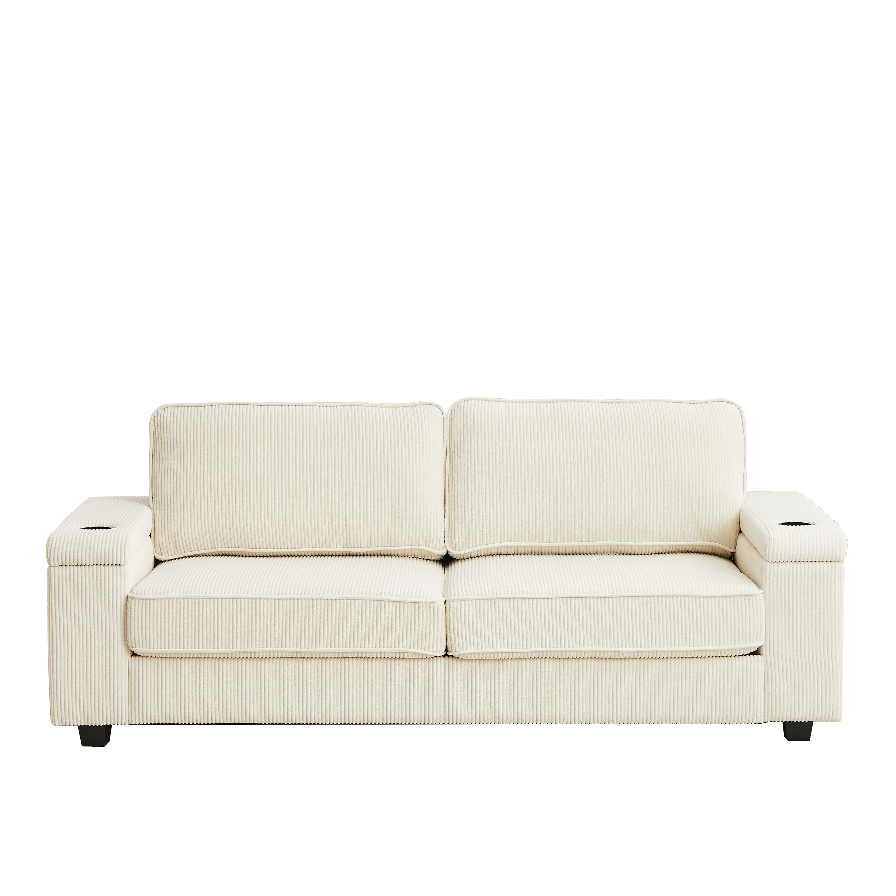 86.5 inch Sofa Couch- Deep Seat Sofa with two storage spaces, T-Pyce Charging Ports , USB Charging Ports & 2 Cup ,Corduroy 3 Seater Couch, Modern Sofas for Living Room