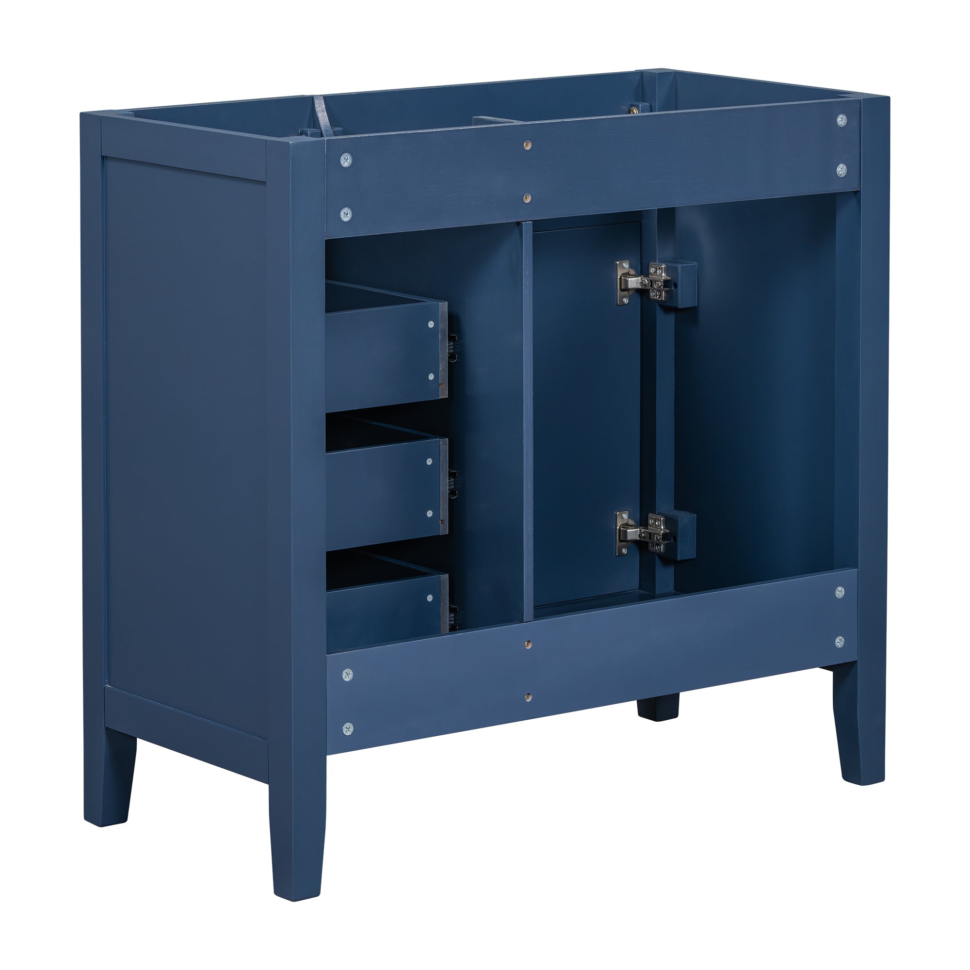 36" Bathroom Vanity without Sink, Cabinet Base Only, Bathroom Cabinet with Drawers, Solid Frame and MDF Board, Blue