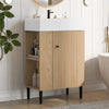 21.6 inch wood bathroom vanity with single ceramic sink, front view