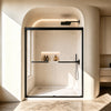 Double sliding shower door, 56-60 in. matte black framed, front view