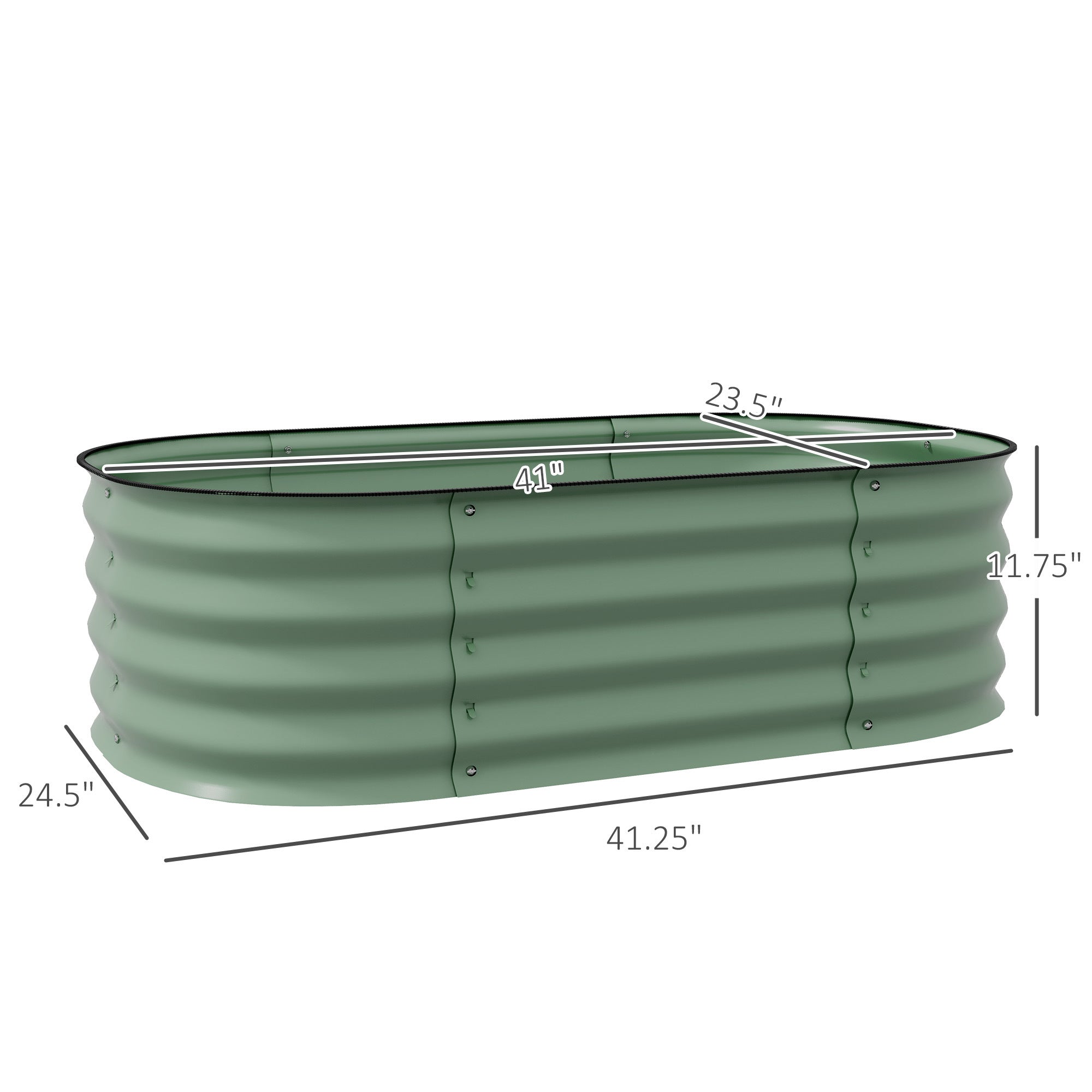 Outsunny 3.4' x 2' x 1' Galvanized Raised Garden Bed Kit, Outdoor Metal Elevated Planter Box with Safety Edging, Easy DIY Stock Tank for Growing Flowers, Herbs & Vegetables, Green