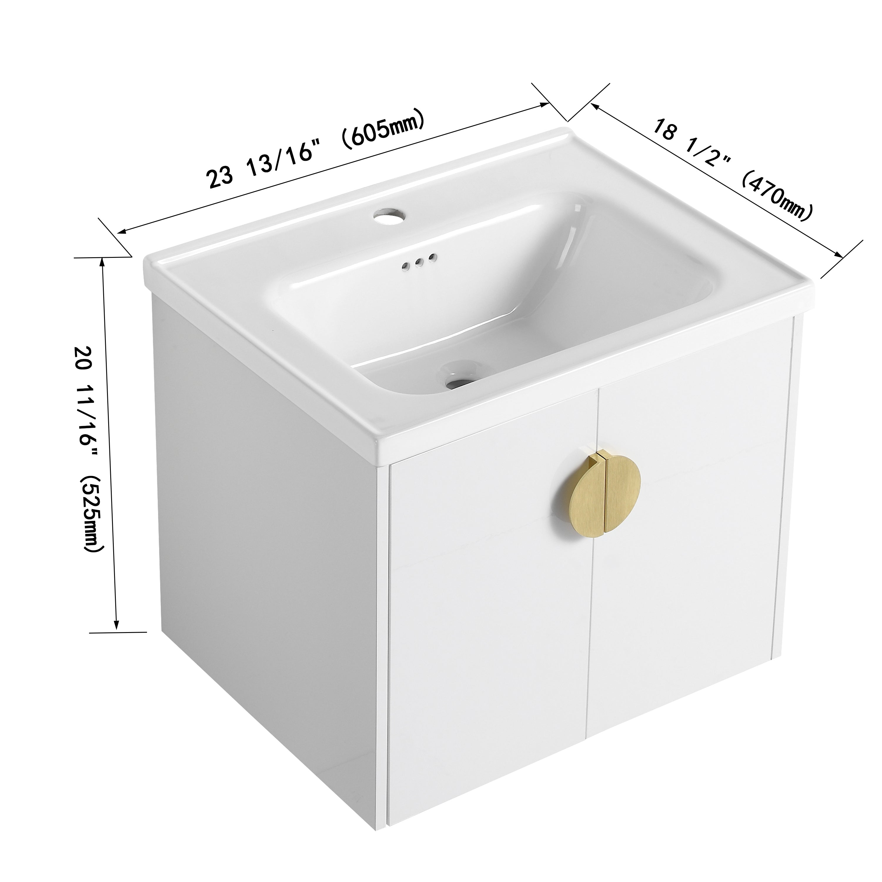 24 Inch Soft Close Doors Bathroom Vanity With Sink, For Small Bathroom (KD-Packing)