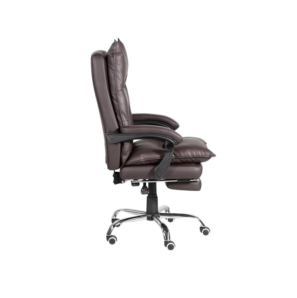 Contemporary Office Chair Upholstered 1pc Comfort Adjustable Chair Relax Office Chair Work Brown Leatherette Padded Armrests