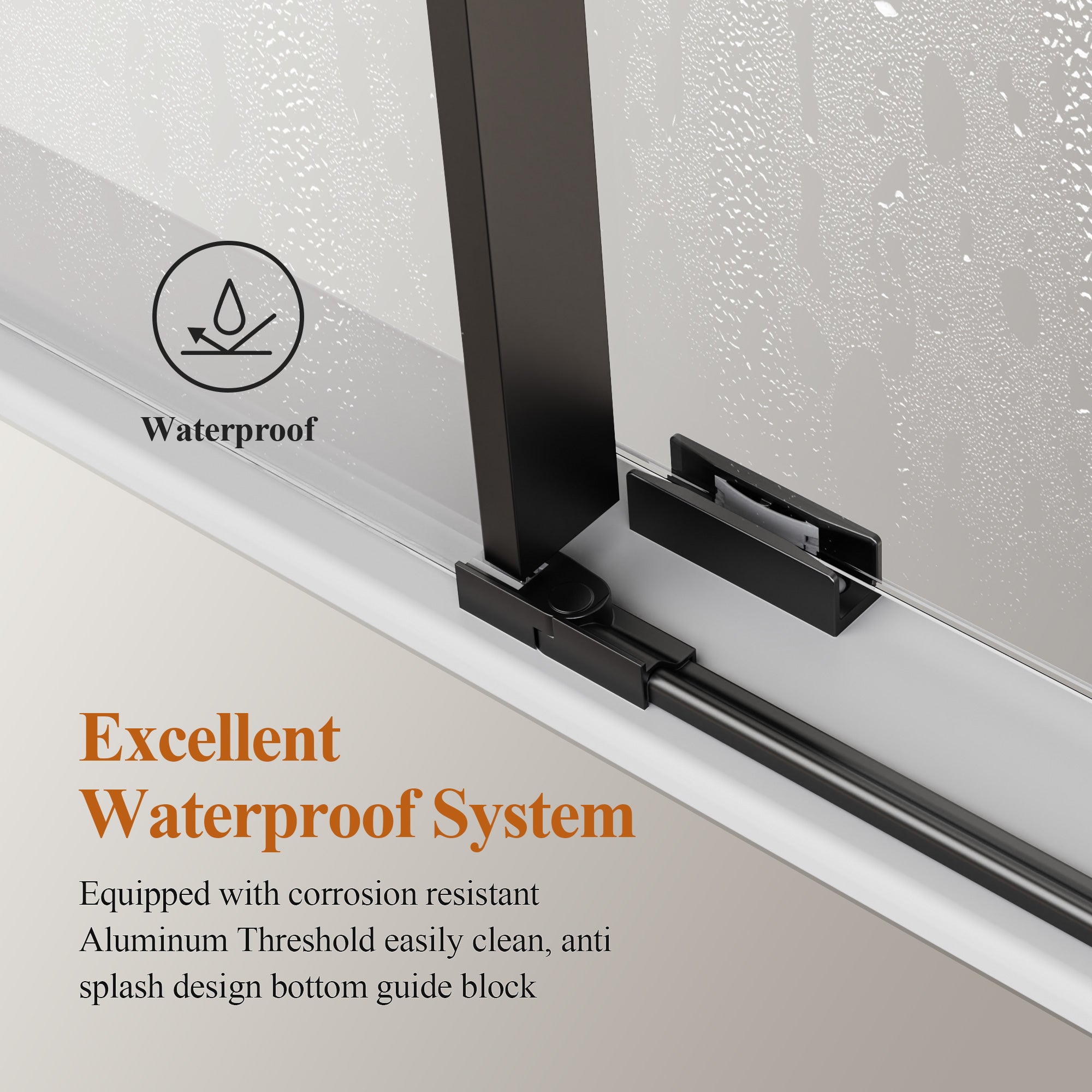 56-72 x 76 in Round-Tube Single Sliding Shower Door - 56-60 x 76 in / 1/4 in Glass / Matte Black view 3