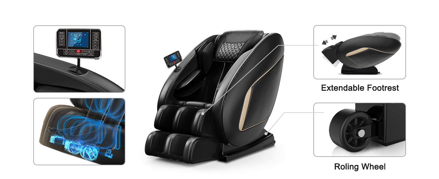 Massage Chair Blue-Tooth Connection and Speaker, Easy to Use at Home and in The Office and Recliner with Zero Gravity with Full Body Air Pressure, 001, 50D x 26W x 40H in, Black3