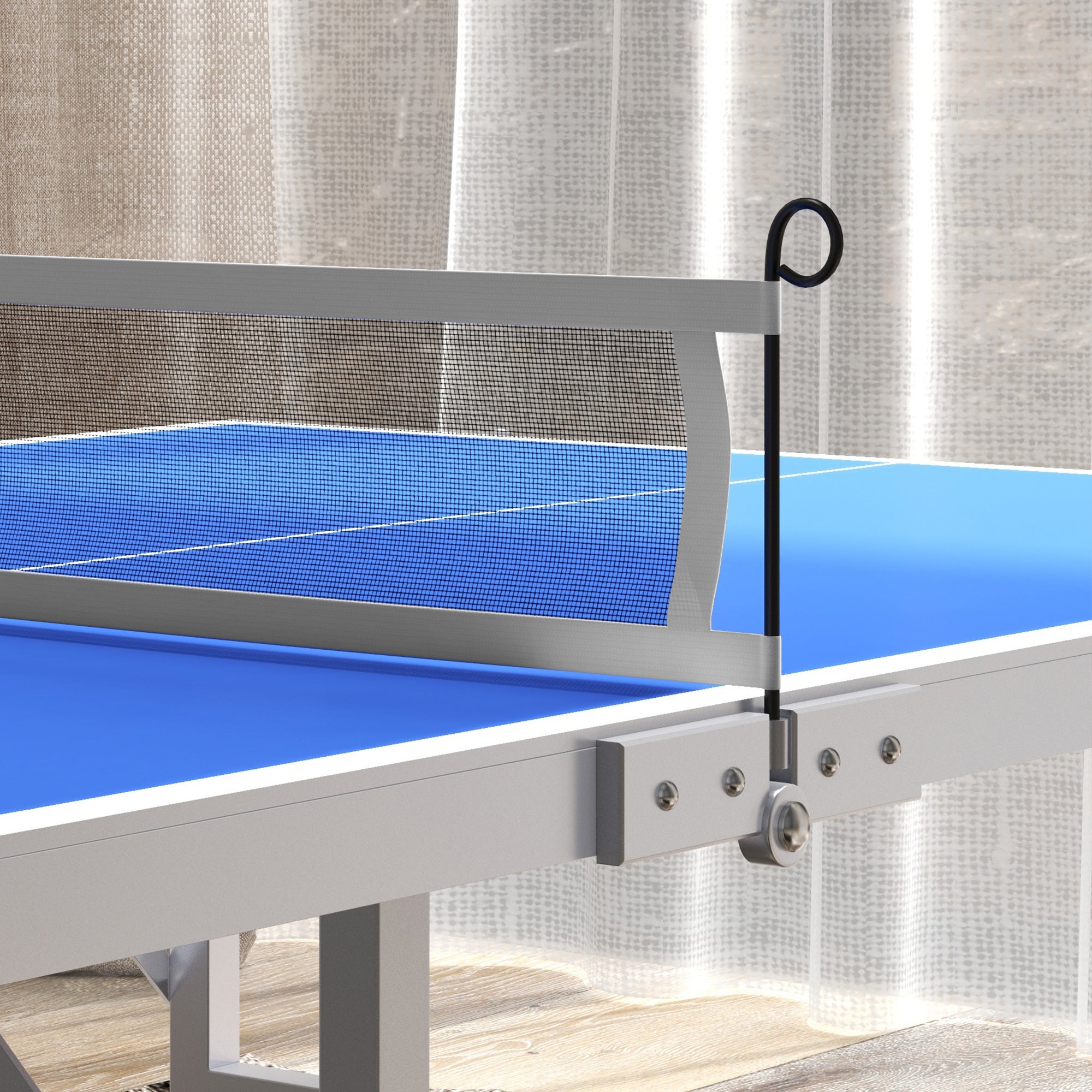 Soozier Mini Ping Pong Table Set for Outdoor and Indoor, Foldable Table Tennis Table with Net, 2 Paddles, 3 Balls, Adjustable Feet, Easy Assembly, Blue