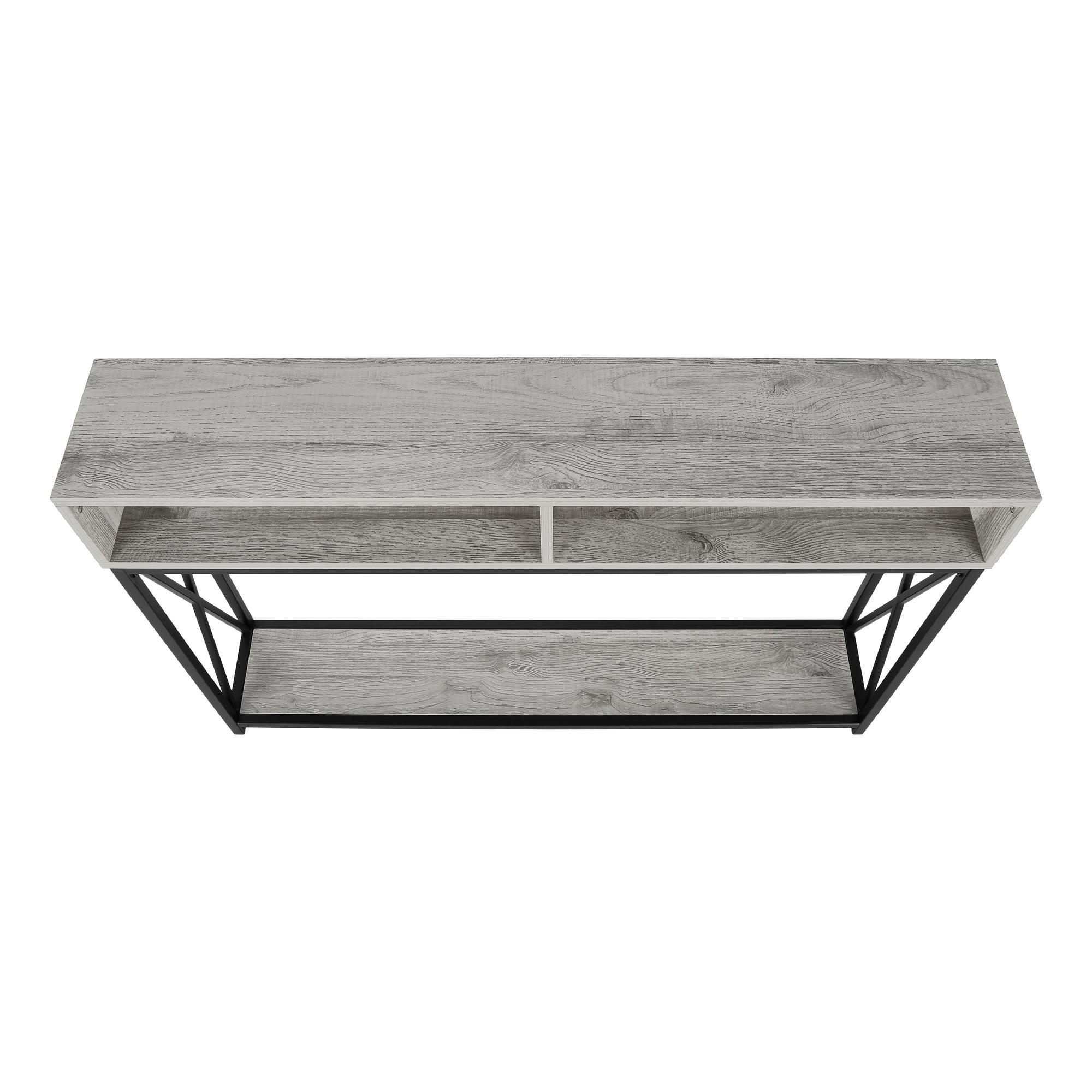 Accent Table, Console, Entryway, Narrow, Sofa, Living Room, Bedroom, Grey Laminate, Black Metal, Contemporary, Modern