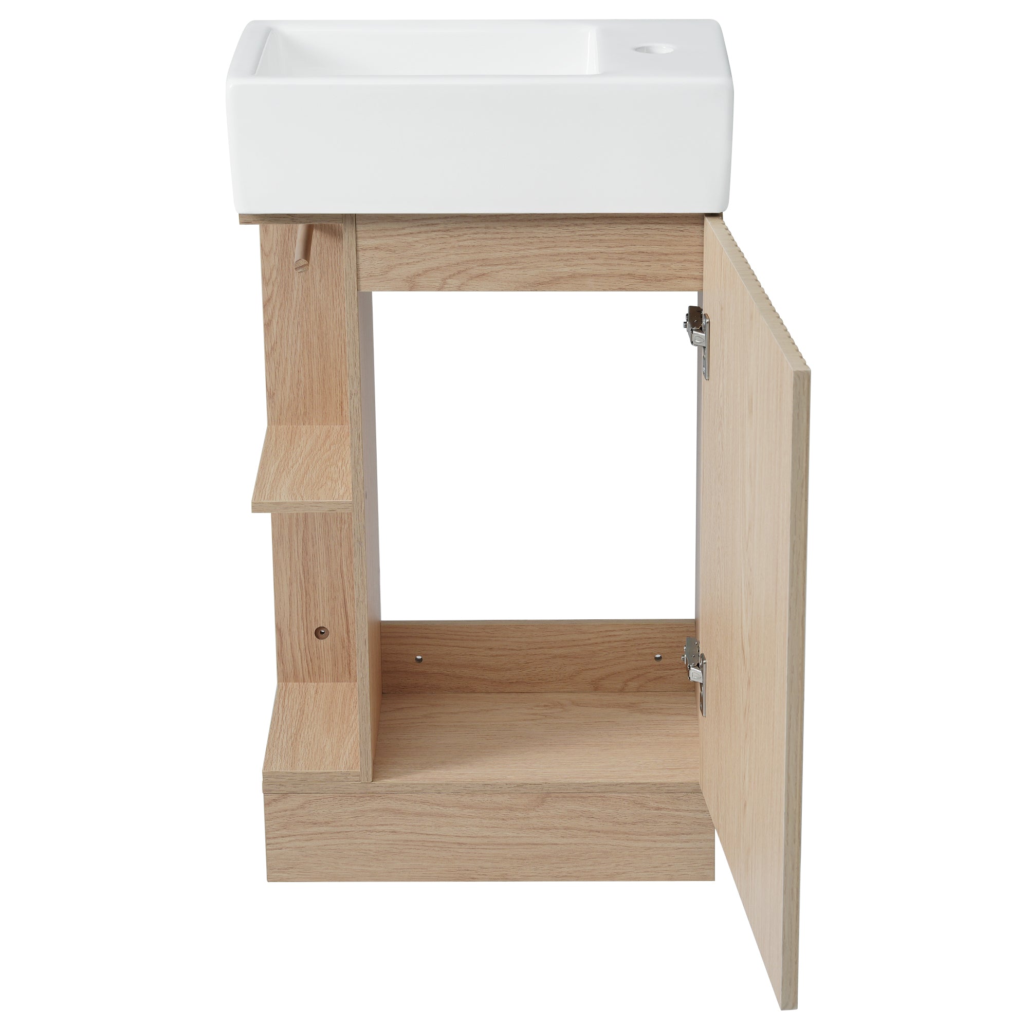 18.6" Bathroom Vanity with Sink, Bathroom Vanity Cabinet with Two-tier Shelf, Left or Right Orientation, Natural